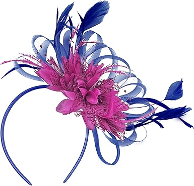 Navy and hot pink fascinator Clearance