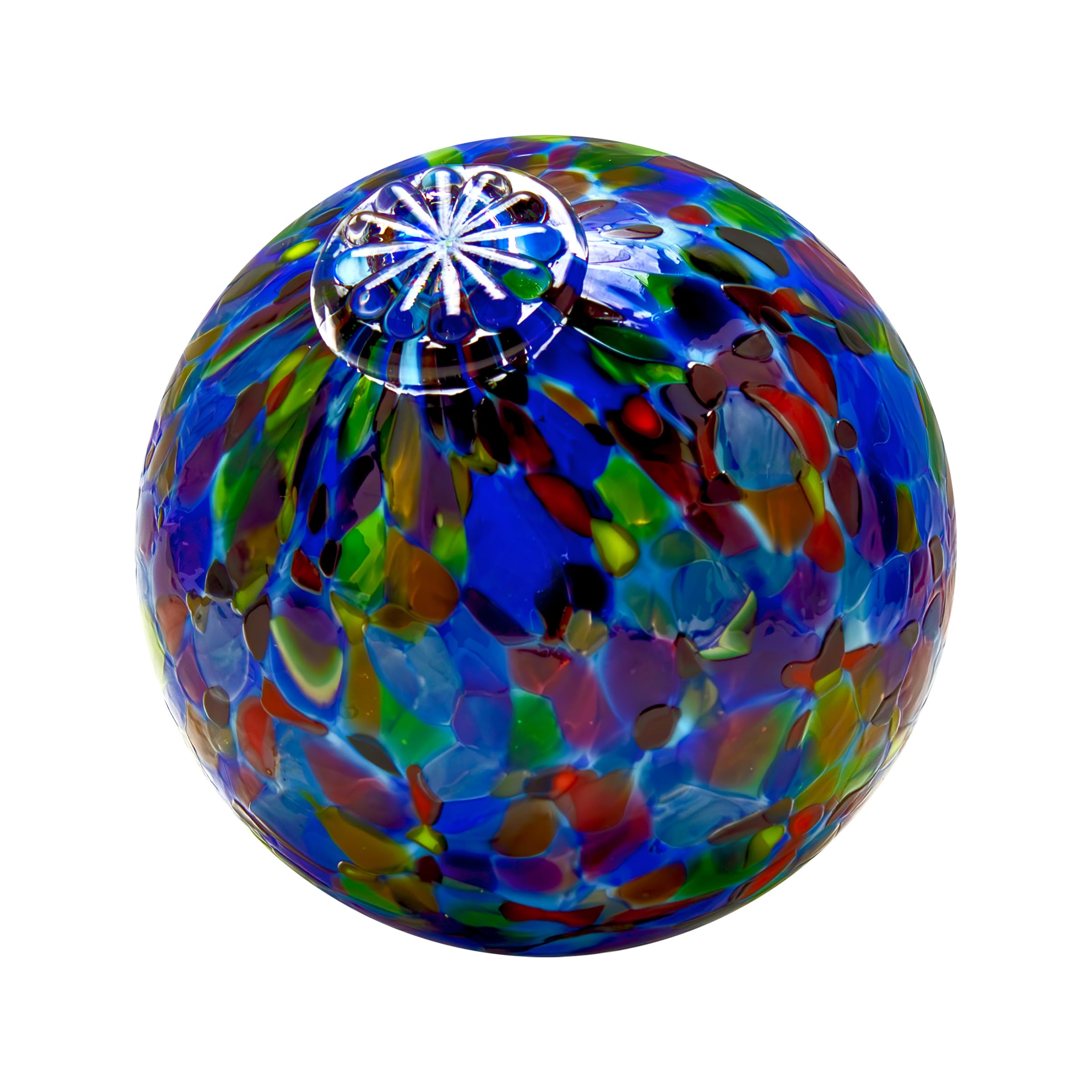 Totally Blown Glassworks Pond Float. Handmade Blown Glass, Garden Gazing Ball, Table Centerpiece, Assorted sizes available. Home and Patio Decor. Artist Dehanna Jones. Seattle, WA. (Blue Rainbow MM)