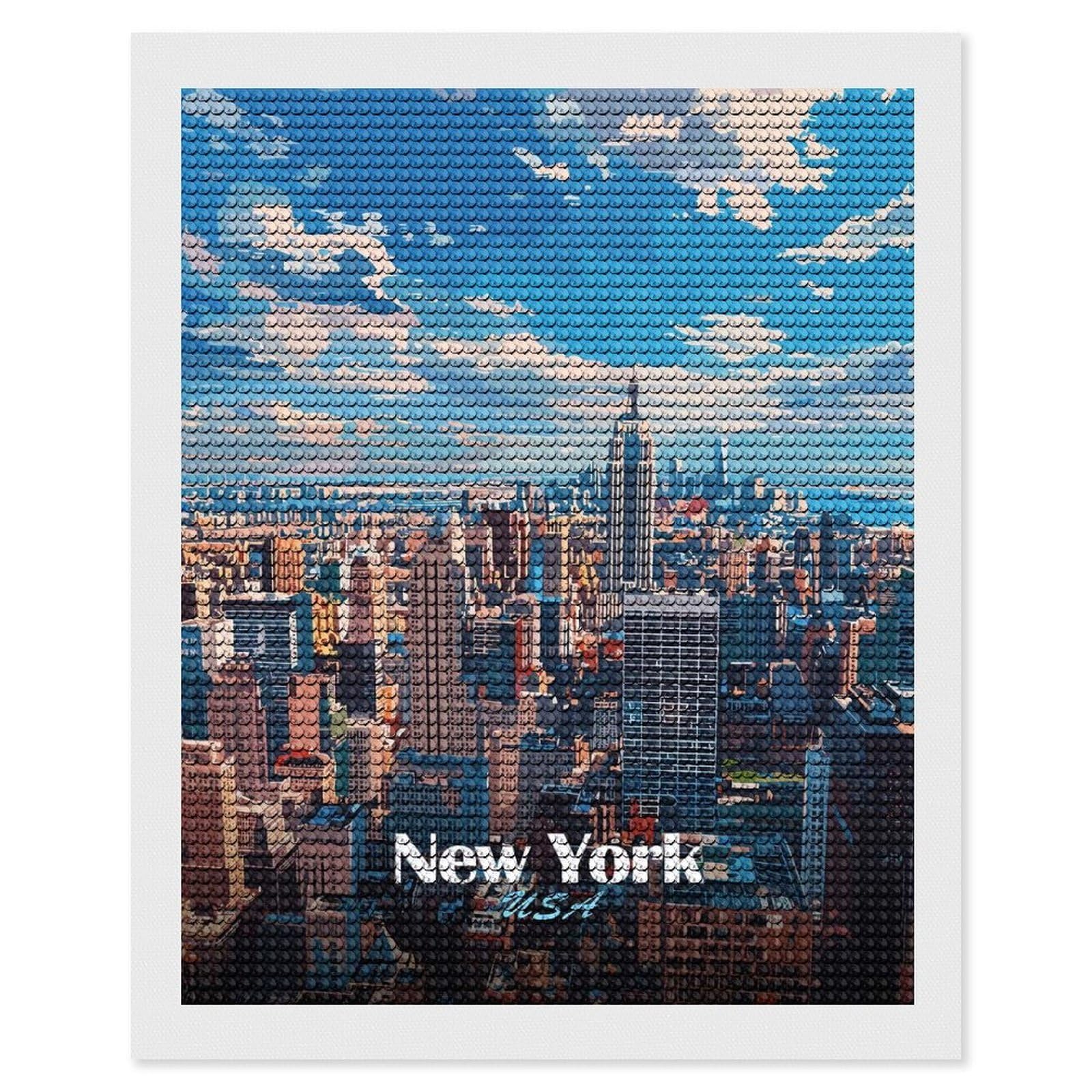 Junmoney New York City Skyline(2) Full Drill Diamond Painting Kit 16"x20", Mindful Craft Activity, Bedroom Decor, for Adults, Gift Idea