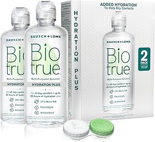 Biotrue Hydration Plus: 2-Pack Multi-Purpose Contact Lens Solution with Hyaluronan for All-Day Comfort