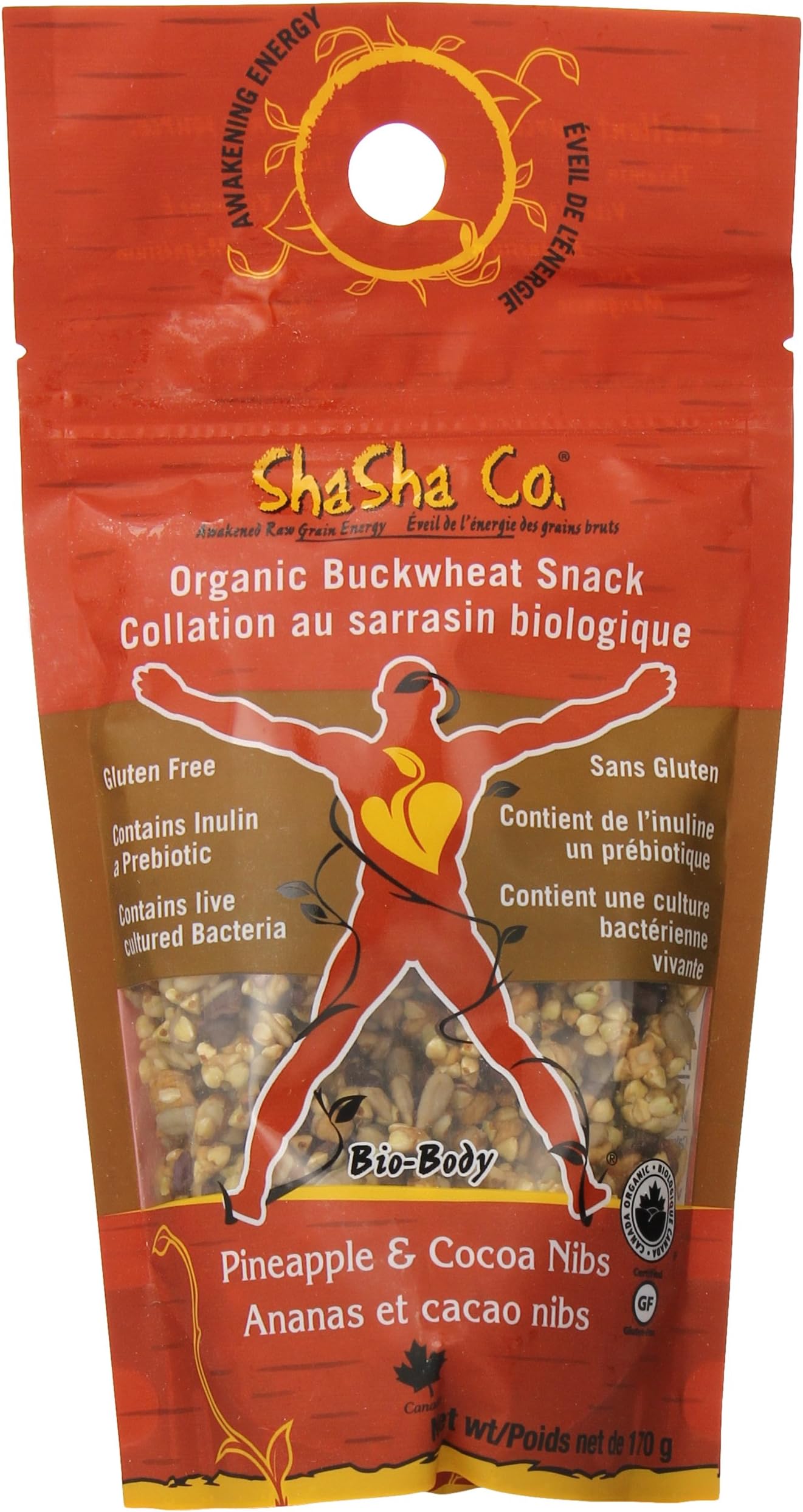 ShaSha Organic Pineapple/Cocoa Buckwheat Snacks, 6oz (170g) (Pack of 12)