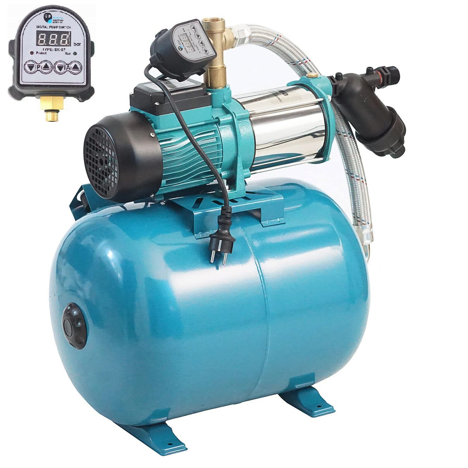 50L Hauswasserwerk 5-stufige Gartenpumpe MHi1300-6000l/h - elektronischer Druckschalter inkl. Trockenlaufschutz