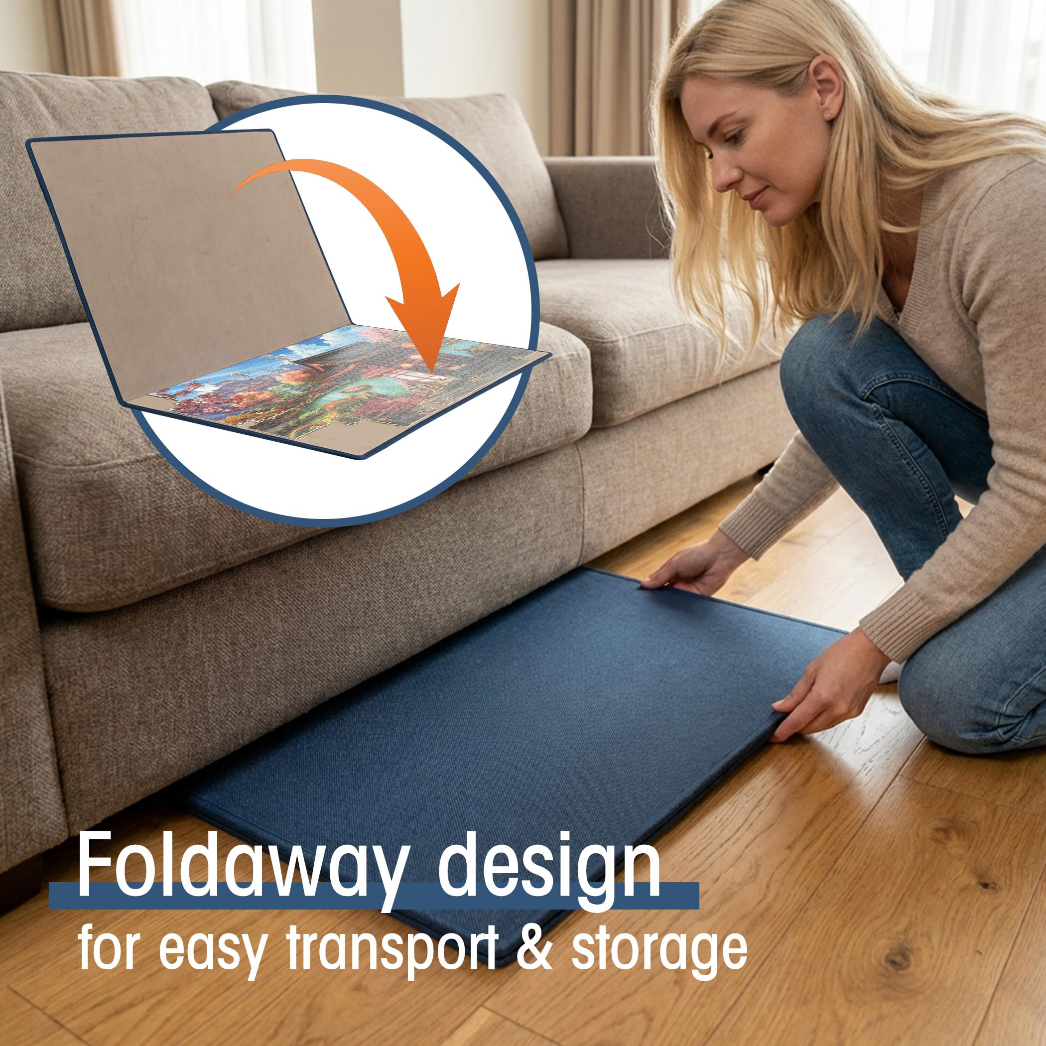 Tektalk faltbares Puzzle Board mit 6 Sortierschalen, tragbare Puzzlematte mit transparenter wasserdichter & staubdichter Abdeckung für Puzzleaufbewahrung/Saver, für bis zu 2000 Puzzleteile – Grau