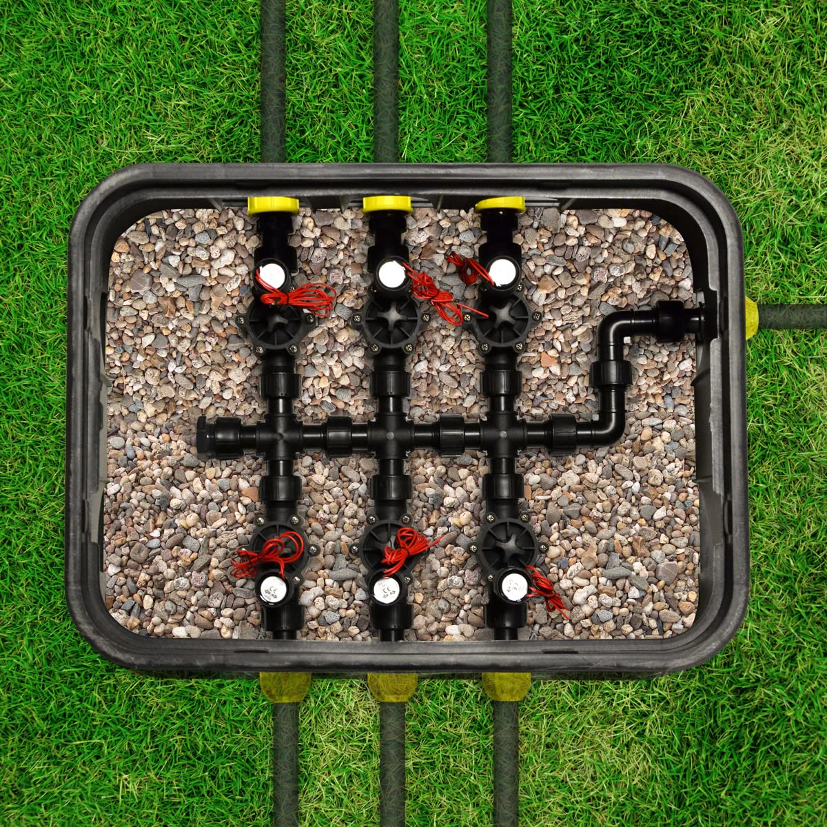 Jardibric - Regard Irrigation Rectangulaire 650 x 530 x 300 mm - Compatible 1 à 6 Vannes - Jumbo Extérieur