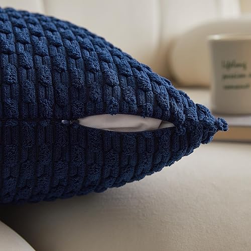 Miniatura 2 de Kevin Textile - Juego de 2 fundas decorativas para cojines, de pana y con moderno estilo campestre bohemio a rayas para decorar hogar, sofá, cama,