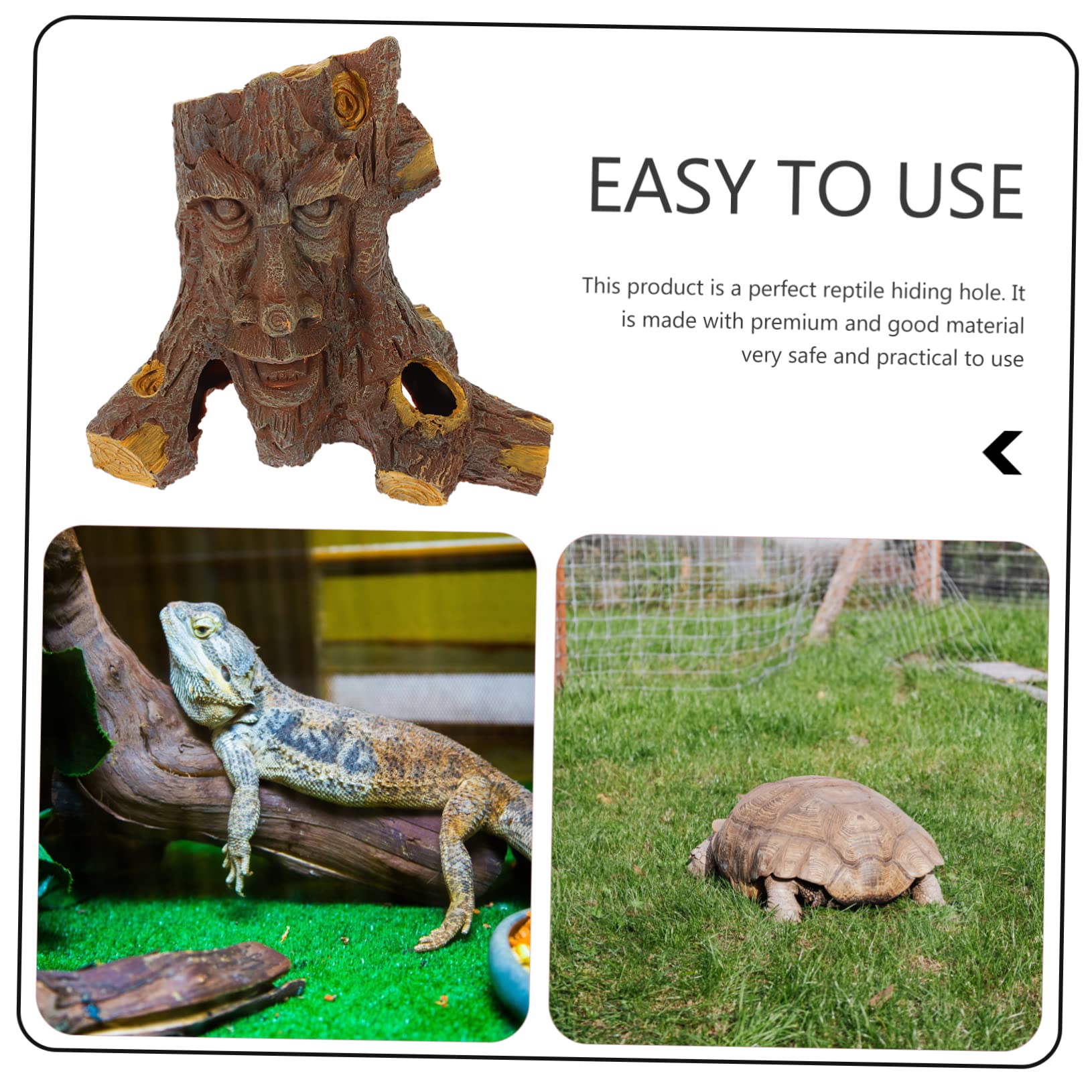 Cachette pour Reptiles et Lézards en Résine, Grotte Décorative Effet Trou D’Arbre, Taille Moyenne, Ornemente Terrarium Tortue et Amphibiens, Refuge Intérieur pour Petits Reptiles