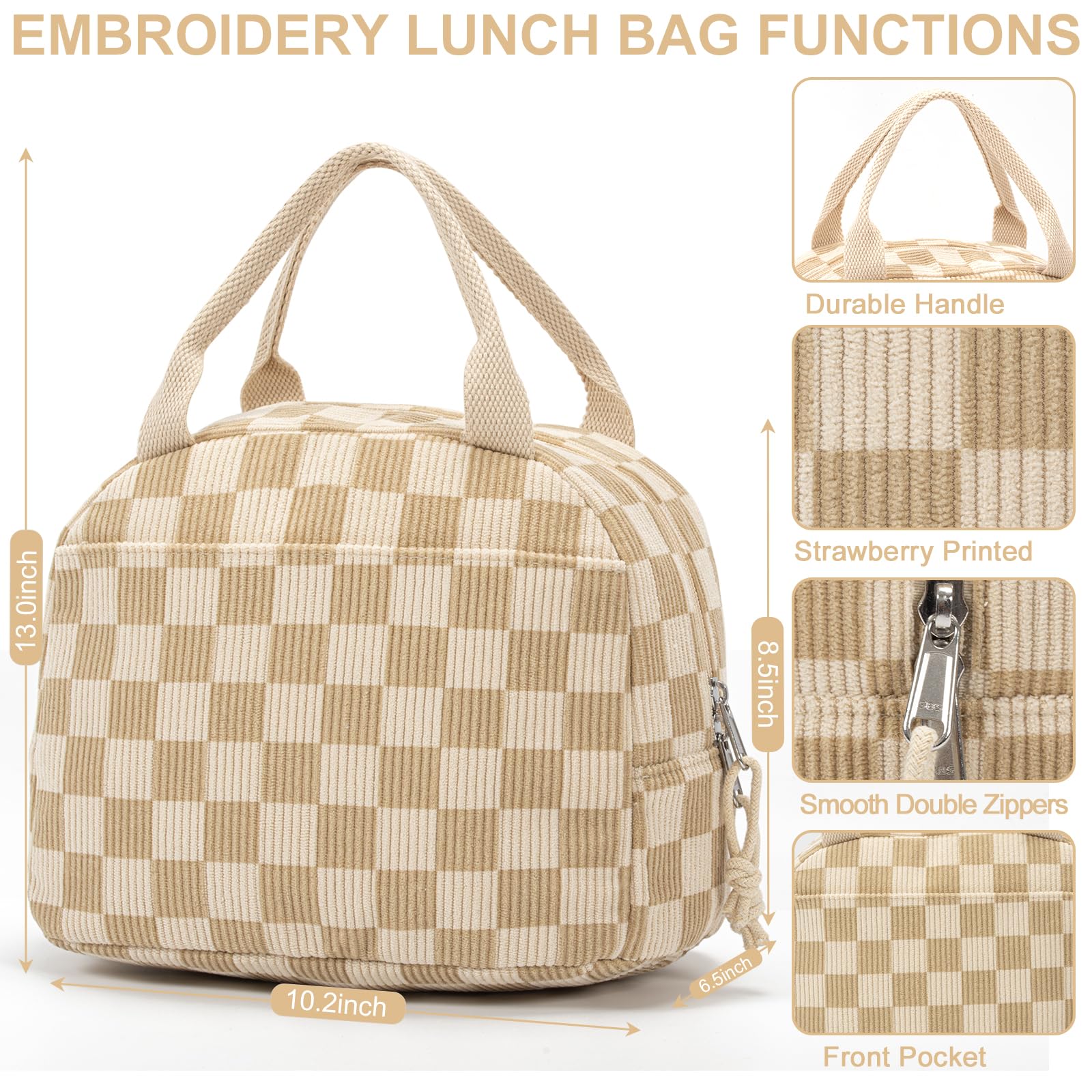 Kunoli Insulated Lunch Bags for Women Girls Adult Packed Lunch Bag - Image 3