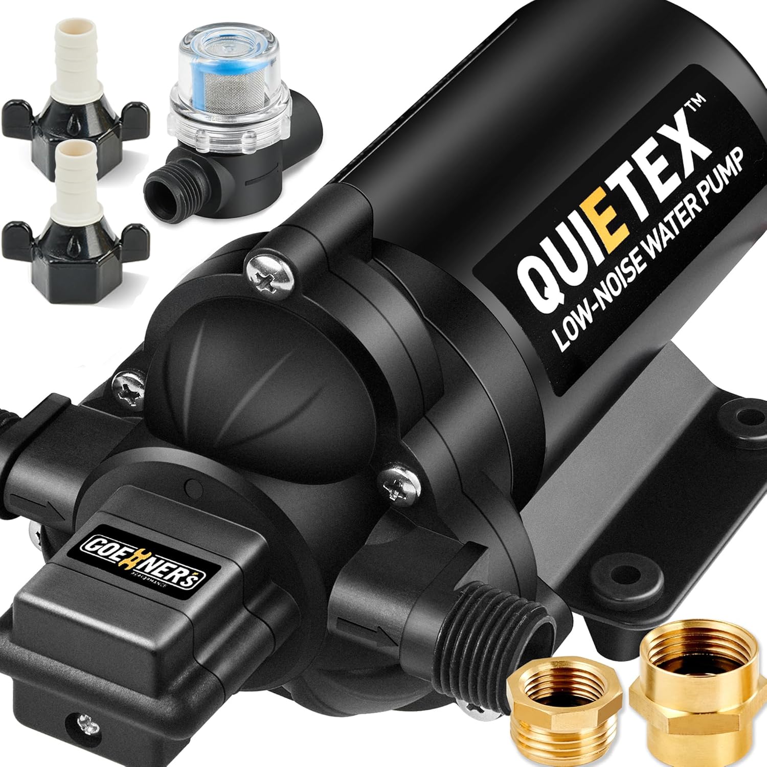 Upgraded 12V DC RV Water Pump – 4.5 GPM 45 PSI Ultra-Quiet Diaphragm Pump with Smart Pressure Switch – Reliable Flow for Campers