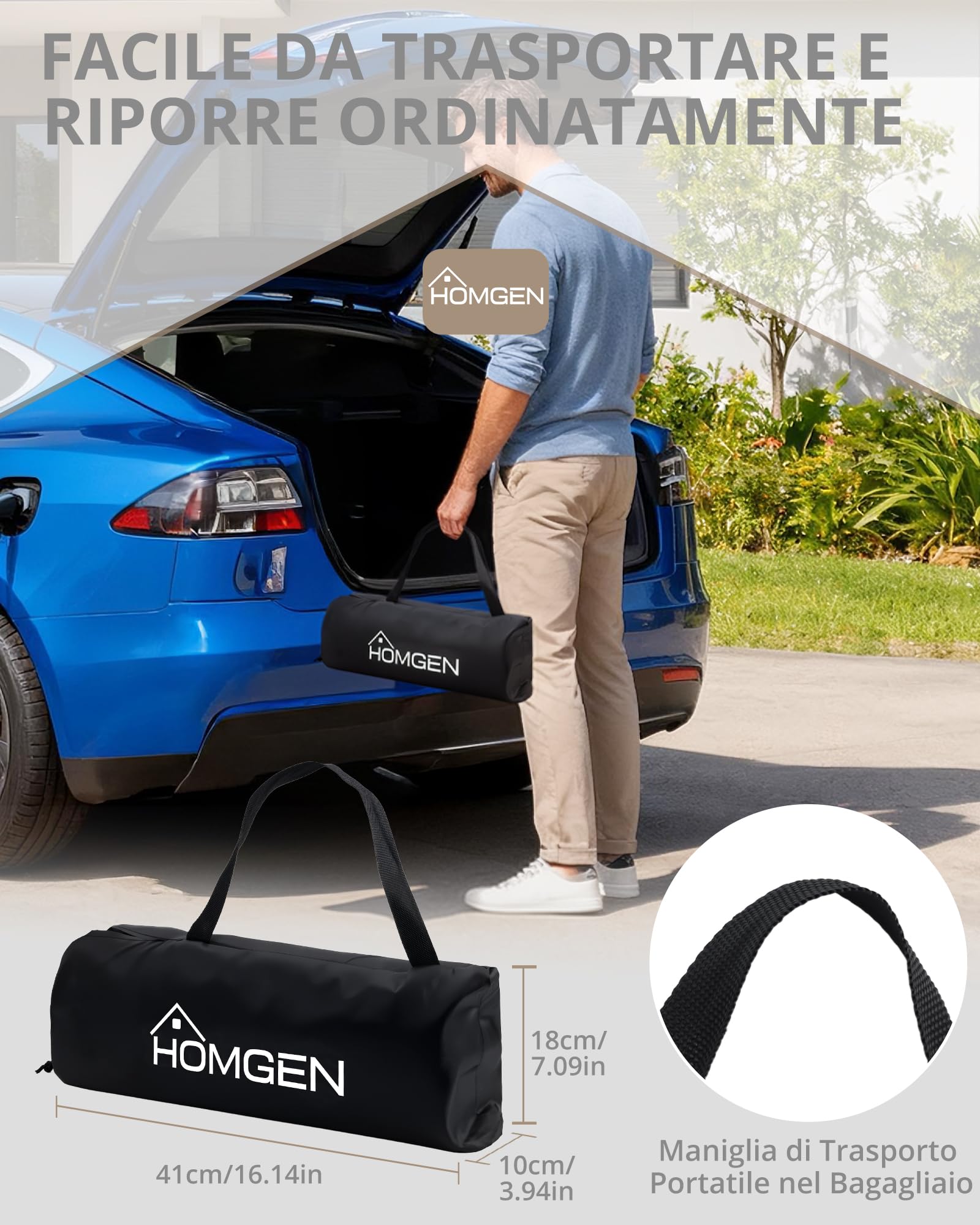 HOMGEN Tavolino Pieghevole da Campeggio in Acciaio Carbonio 40x40x40cm, Stabile Anti-Shake, Montaggio in 3 Passaggi, Ultraleggero 1.7kg, Portatile per Spiaggia Balcone Picnic con Borsa di Stoccaggio