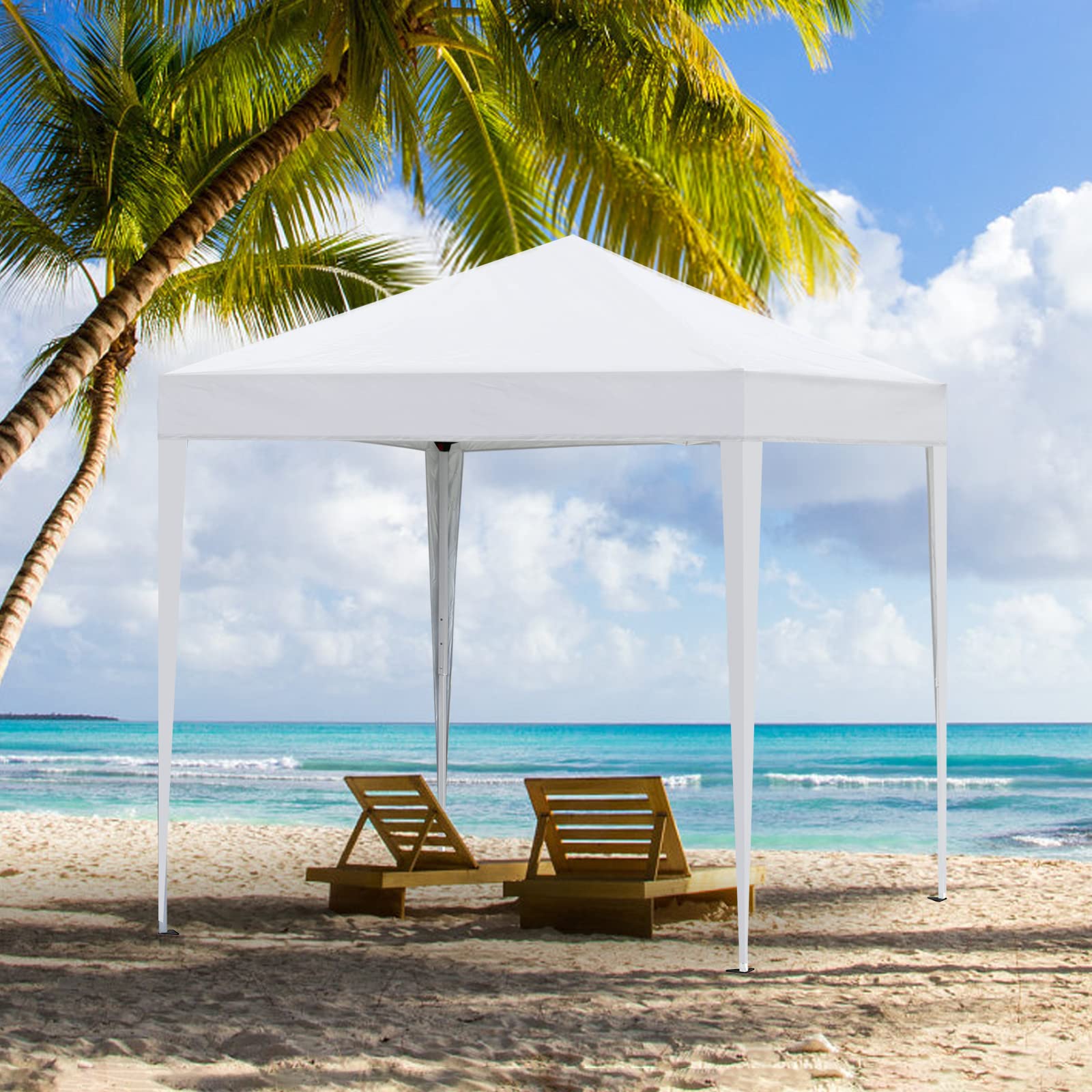 CLIPOP Tonnelle de jardin de 3 x 3 m avec 4 panneaux latéraux, barnum portatif blanc de fête avec structure en métal épais et sac de transport, pour mariage, extérieur, camping, plage