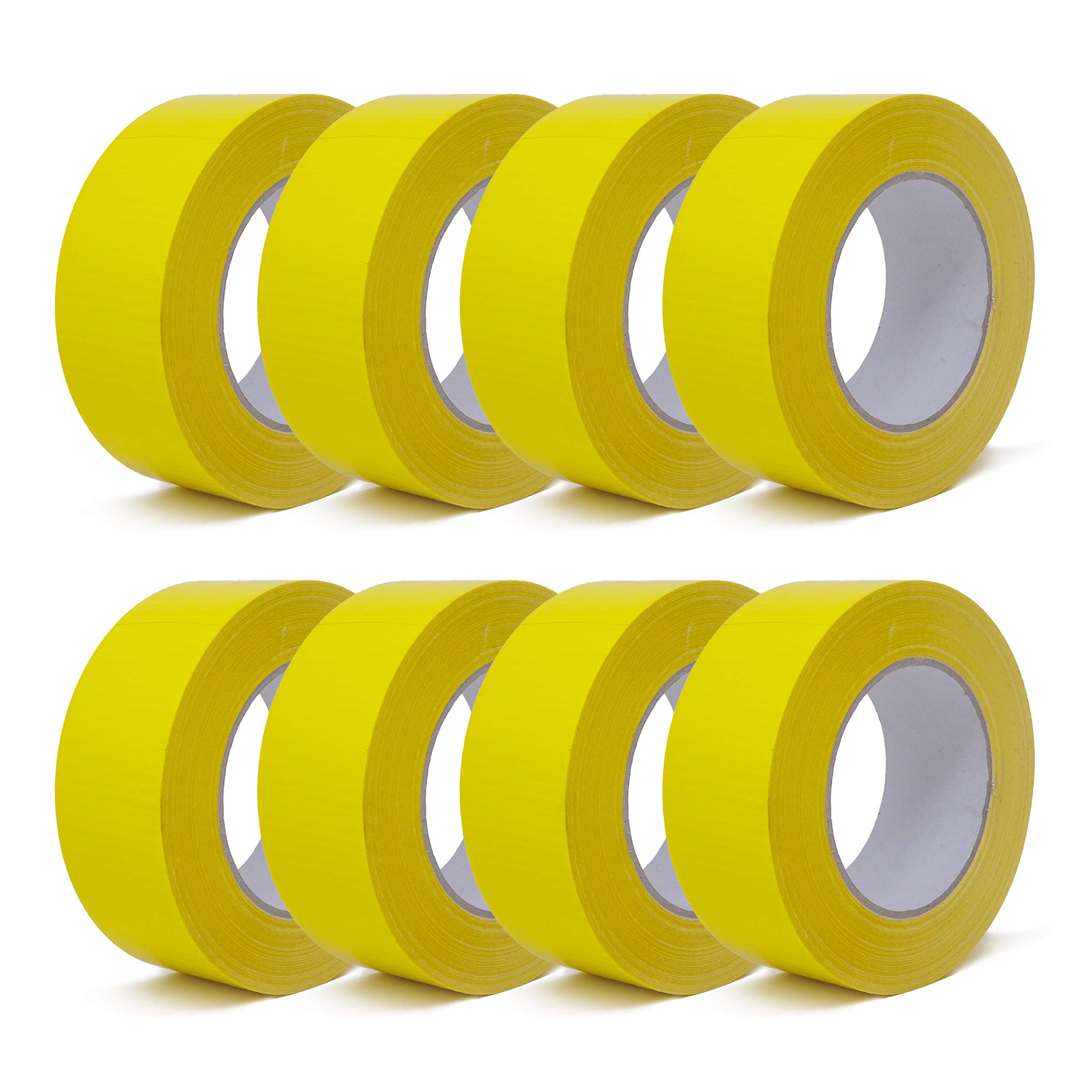 gws tapes 8 Rollen Gelb Gewebeklebeband, extra stark haftendes Panzerband zum Bündeln und Fixieren, Duct Tape - Gaffer Band in verschiedenen Farben, Länge 50m x 44 mm Breit