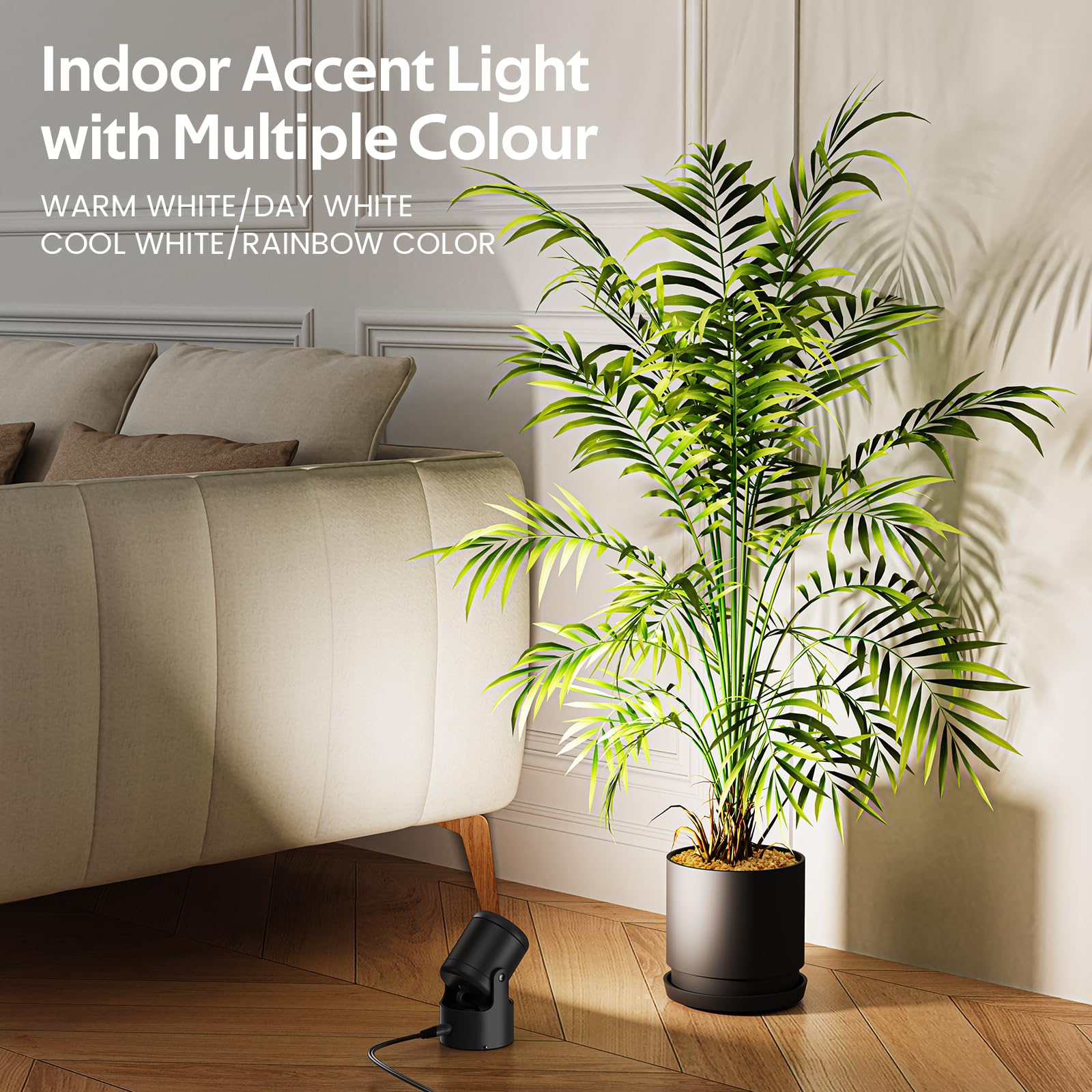 Lenarinter RGB and 3CCT LED Spot Lights Up Lights Indoor 20 Color Changing Dimmable Floor Spotlight Lamp with Remote & Foot Switch Accent Lighting for Plant Home Décor Picture