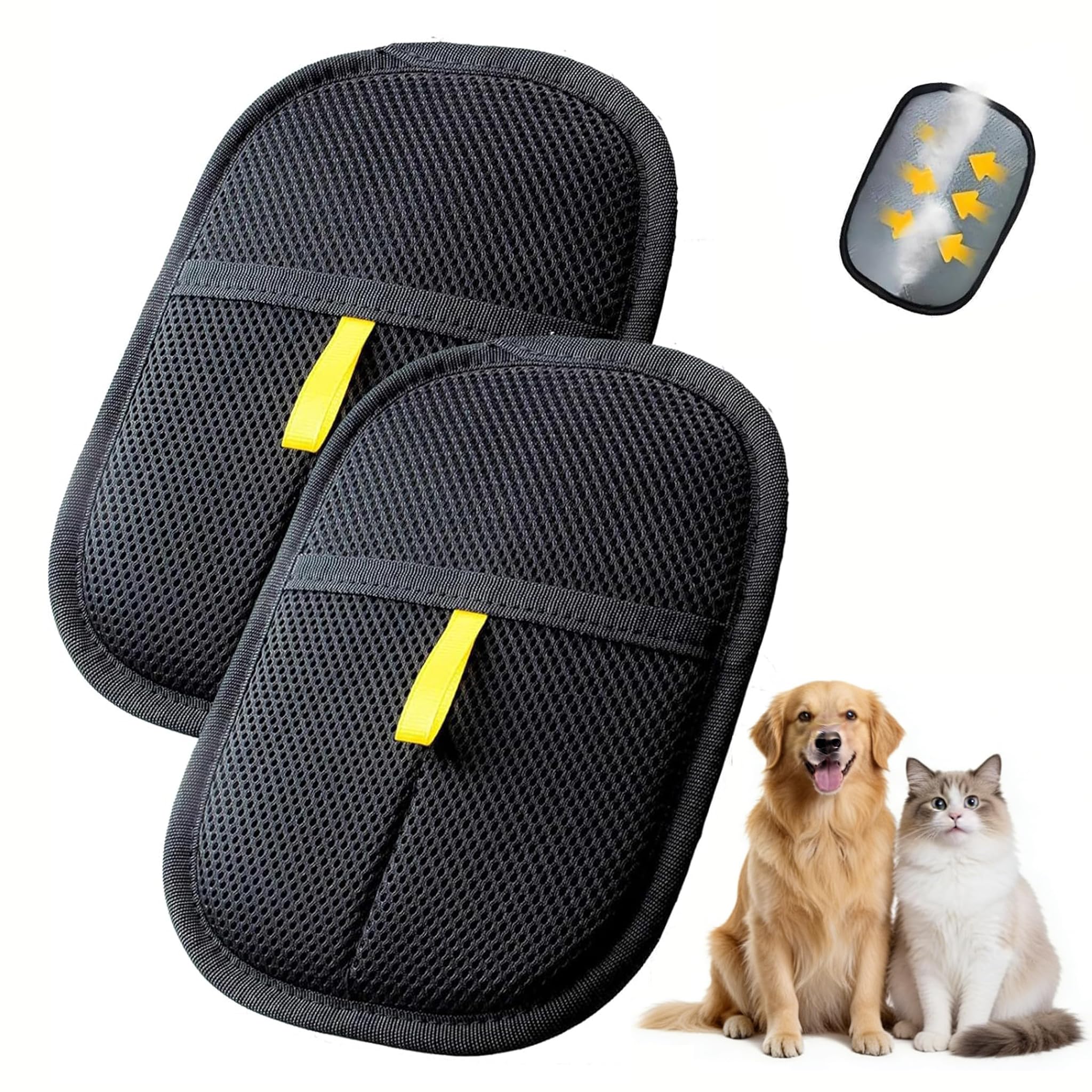 Hoong Shan 2 Stück Doppelseitiger Fellmagnet Handschuh für Hunde & Katzen – Atmungsaktiv Anti-Statik Tierhaarentferner, Wiederverwendbar für Haustierpflege & Sofas Kleidung Reinigung