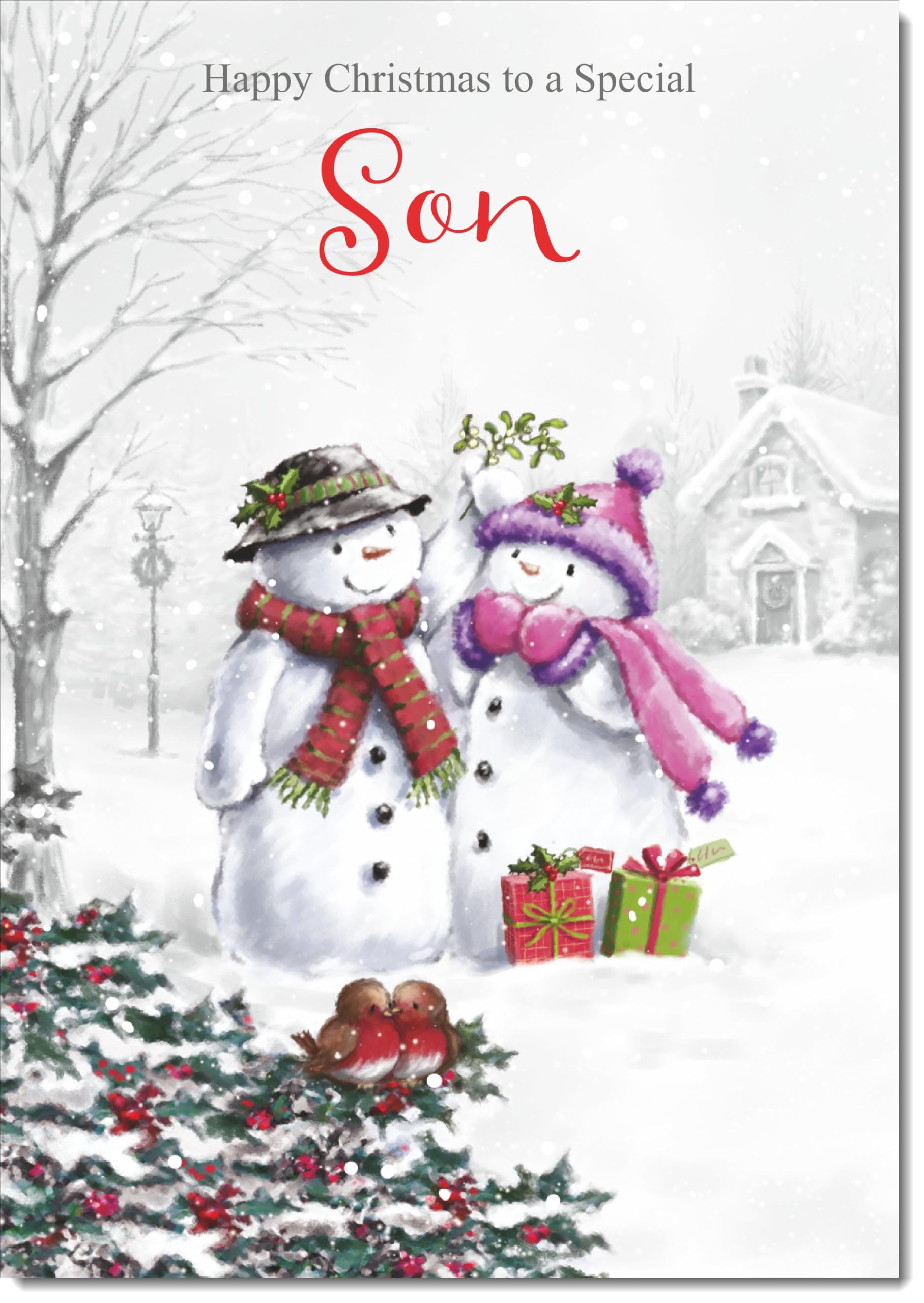 doodlecards Son Christmas Card Two Snowmen Large A4 Size Christmas Card for Son with Plain Envelope