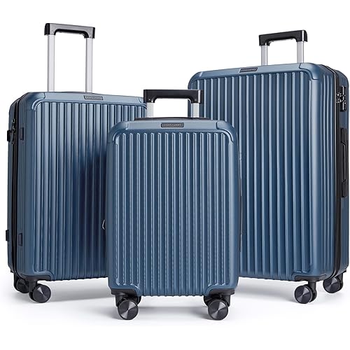 LIGHT FLIGHT Luggage Sets, Durable Hard Shell 3 Piece Set Suitcase with Spinner Wheels, Hardside Lightweight Luggage set with TSA Lock, Large Travel Luggage Set (20" 24" 28"), Royal Blue