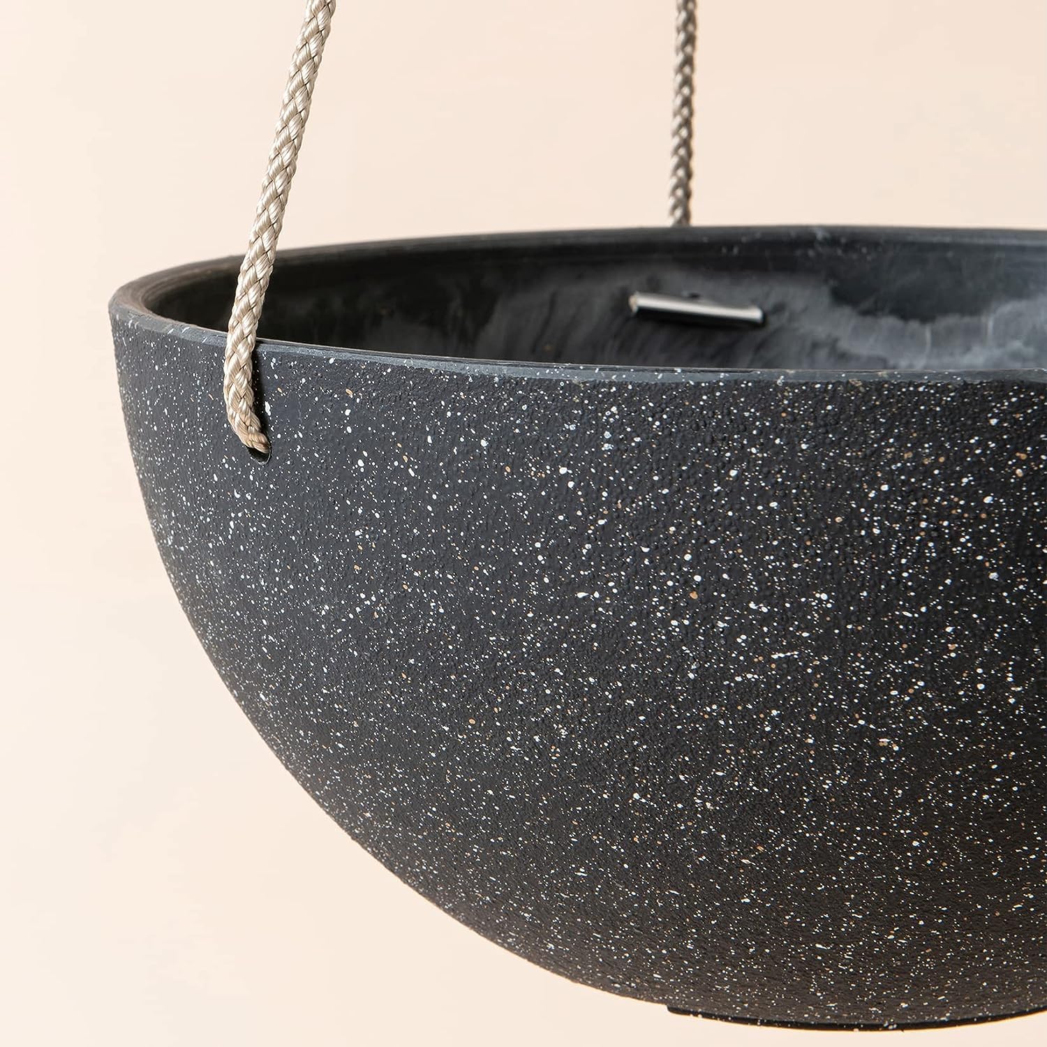 Garden Art (Pack of 1 Hanging Fiber (D-25CM, H-12CM) Outdoor,Indoor Decor,Planters for You Home,Unbreakable,Durable, Kitchen GA-45C-038 (Terrazzo Black) 3