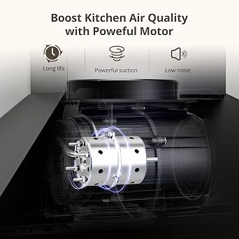 FIREGAS Range Hood 24 inch Wall Mount Type with Ducted/Ductless Convertible,450 CFM Stainless Steel Chimney-Style Kitchen Hood, Over Stove Vent Hood with 3 Speed Fan,Charcoal Filters,Black