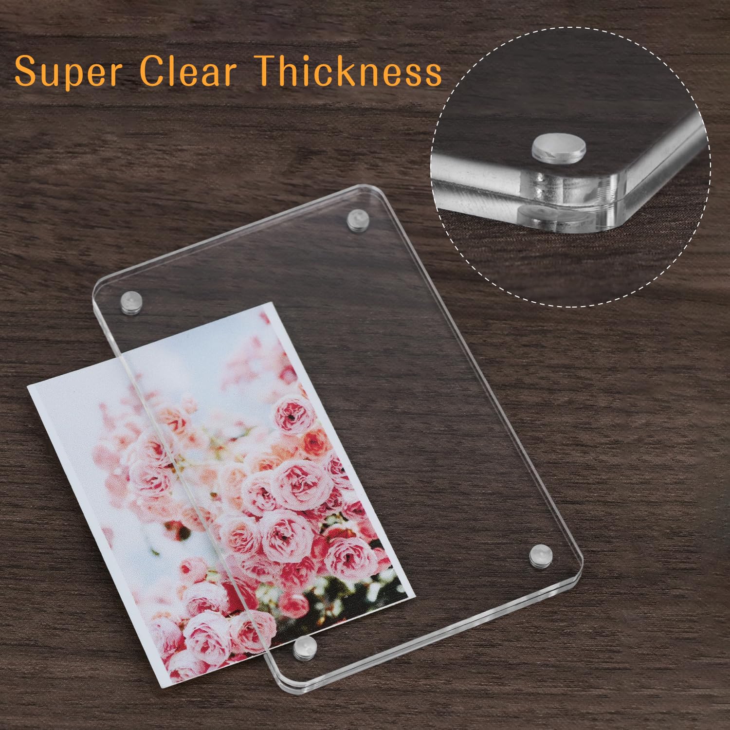 Cadres Photo Magnétiques Frigo Acrylique 6x9cm PRITOK - Pack 12 Cadres Transparents