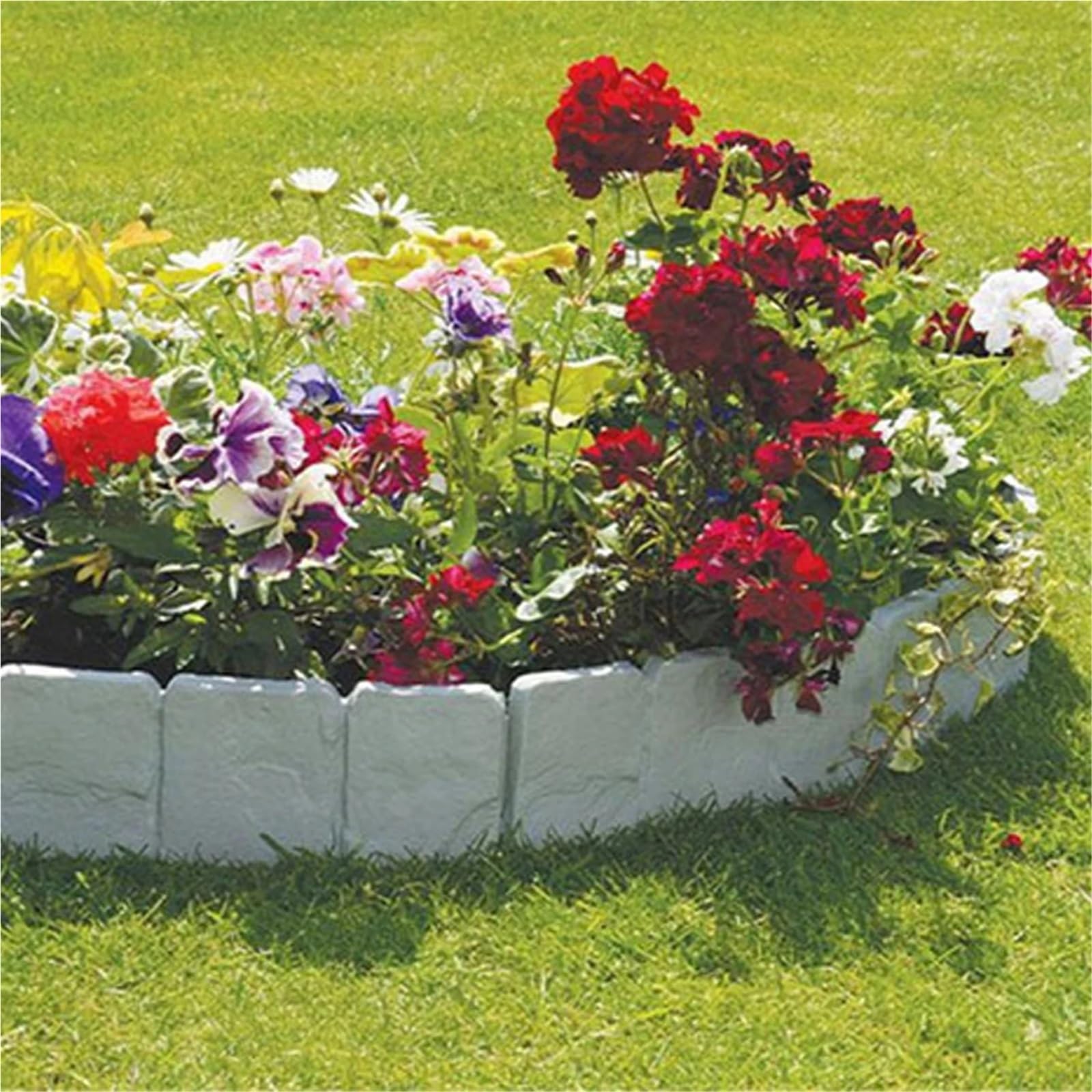 10 pezzi di bordure for giardini in plastica, imitazione pietra, mattoni, fai da te, leggere, for esterni, patio, balcone, cortile Per Aiuole(Black)