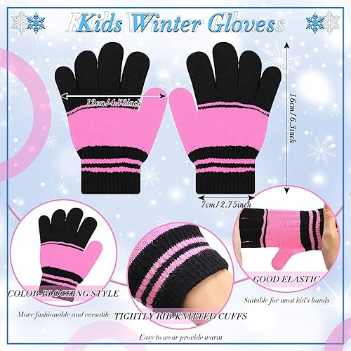 Miniatura 4 de Handepo 60 unidades de gorro y guantes de invierno para niños, sombreros de punto a granel, guantes cálidos unisex para clima frío, regalos de