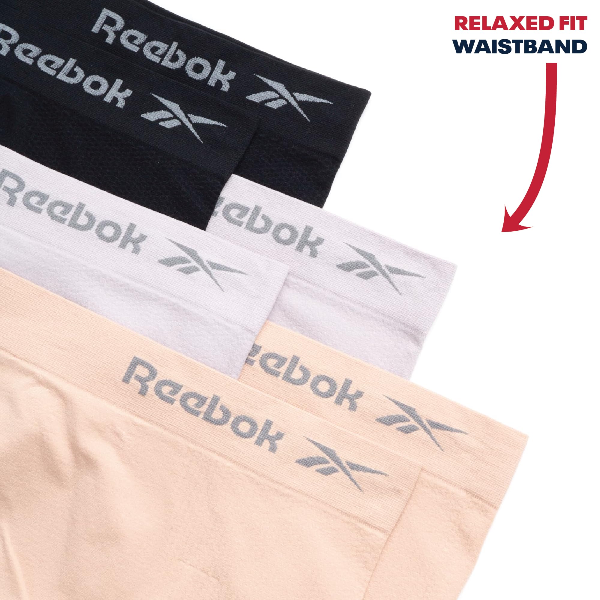 Reebok Damen Unterwäsche - Nahtlose Hohe Taille Slip Höschen (6er Pack)