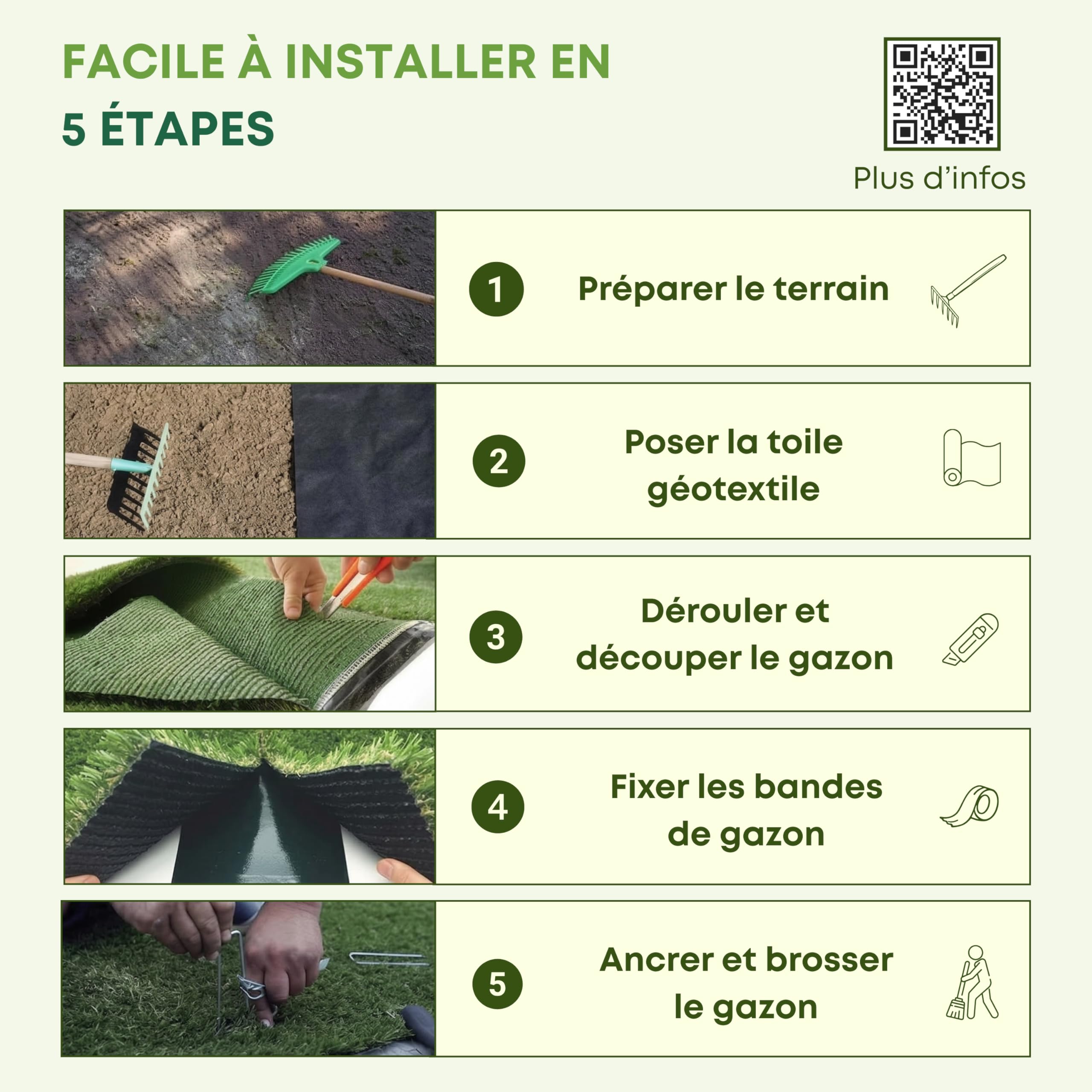 Gazon Synthétique 20 mm - 200 x 300 cm (6 m²) - pour Balcon, Terrasse, Jardin - Effet Naturel - Haute Densité de 18.000 Fils/m² - Résistant UV - Fond Drainant - Adapté aux Animaux - Vert