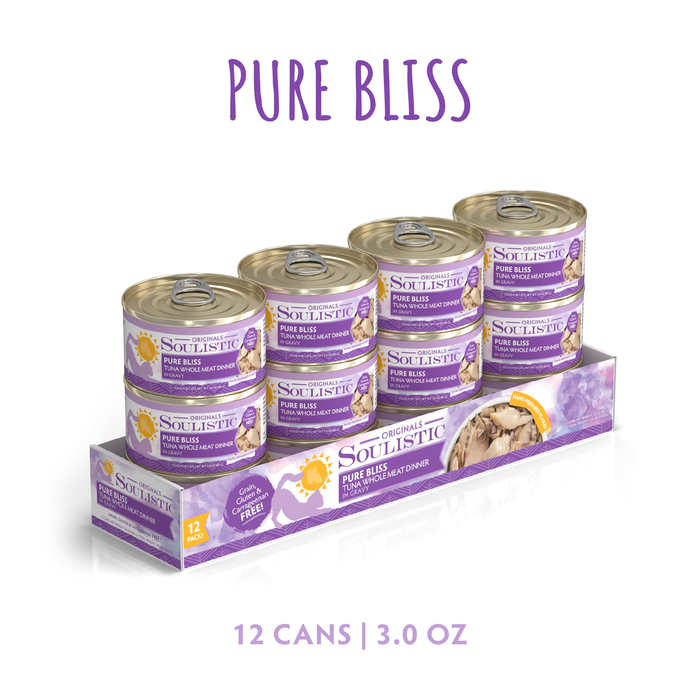 Soulistic Originals, Pure Bliss Tuna Whole Meat Dinner in Gravy, 3oz Can, Pack of 12