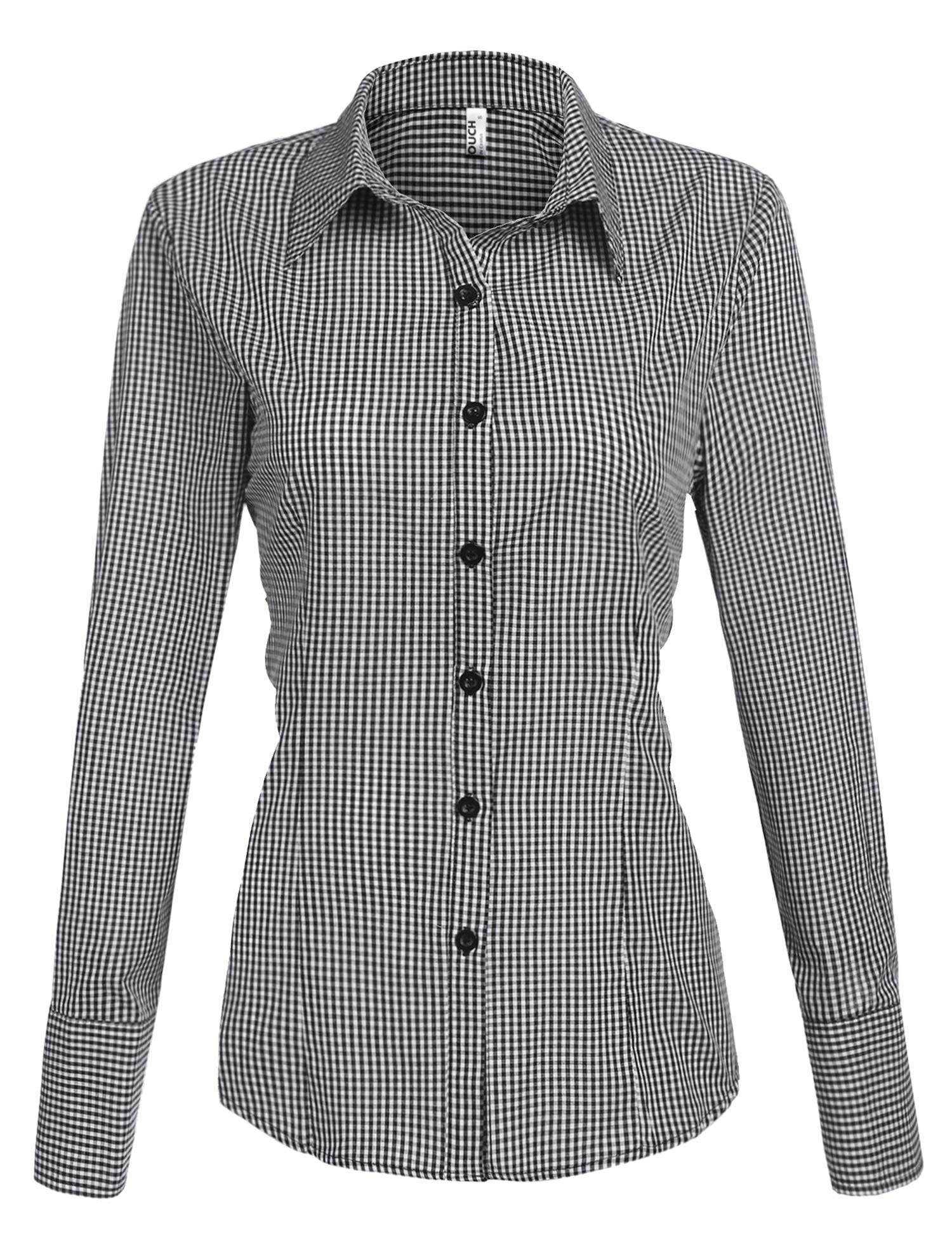 HOTOUCHWomens Cotton Basic Button Down Shirt Slim Fit Dress Shirts