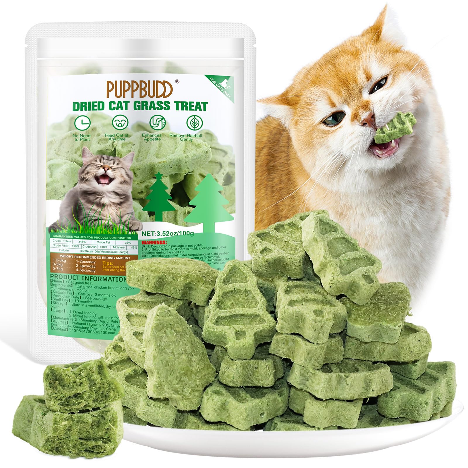 Golosinas De Hierba Gatera Liofilizada Para Gatos - Snack Con Pollo, Limpia El Sarro, Ayuda A Eliminar Bolas De Pelo, 60g, Saludable Y Natural