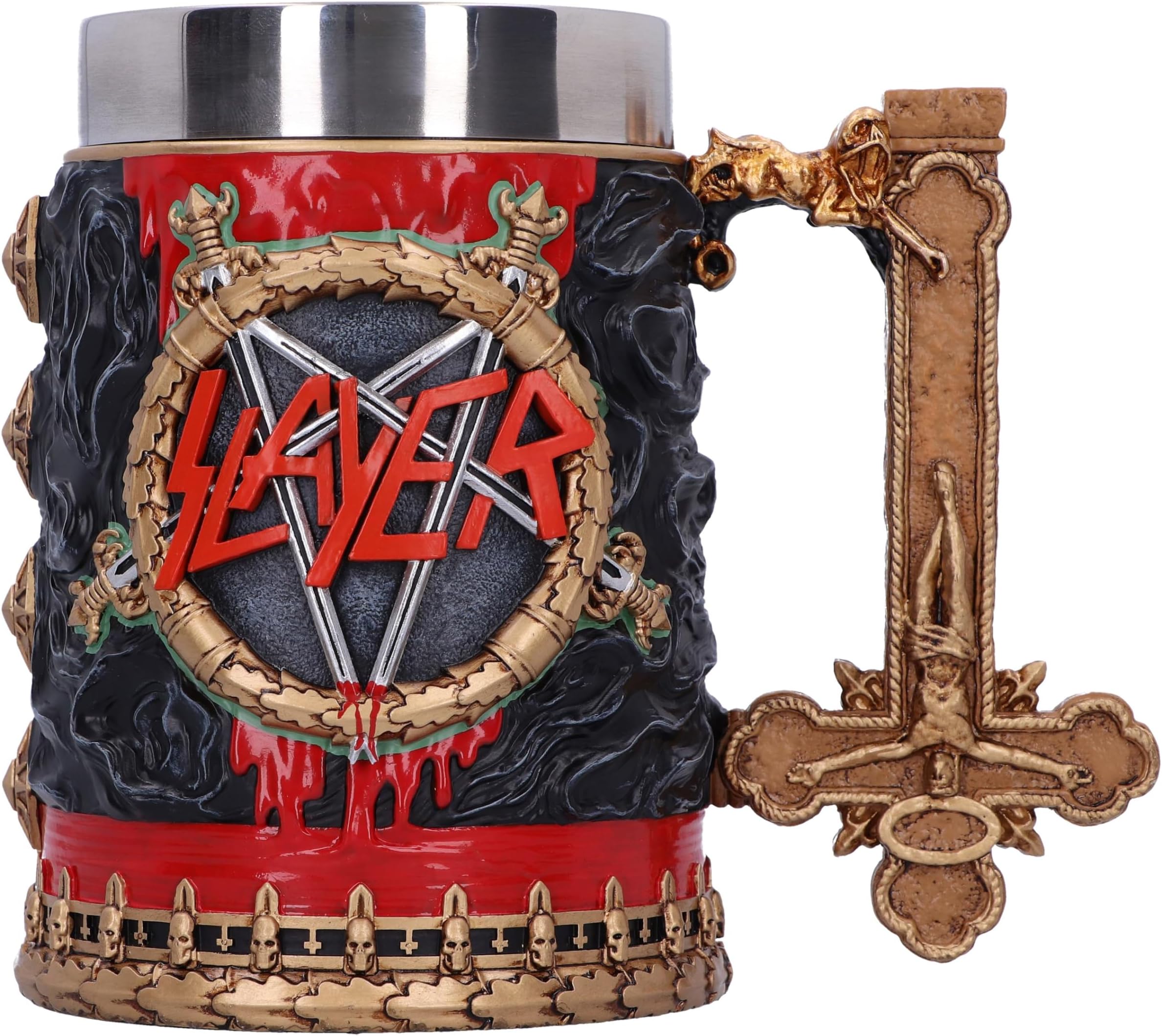 Nemesis Now Slayer Reign in Blood Tankard, Resin, Black/Red, Officially Licensed Slayer Band Merch, Removable Stainless Steel Insert, Cast in The Finest Resin, Expertly Hand-Painted