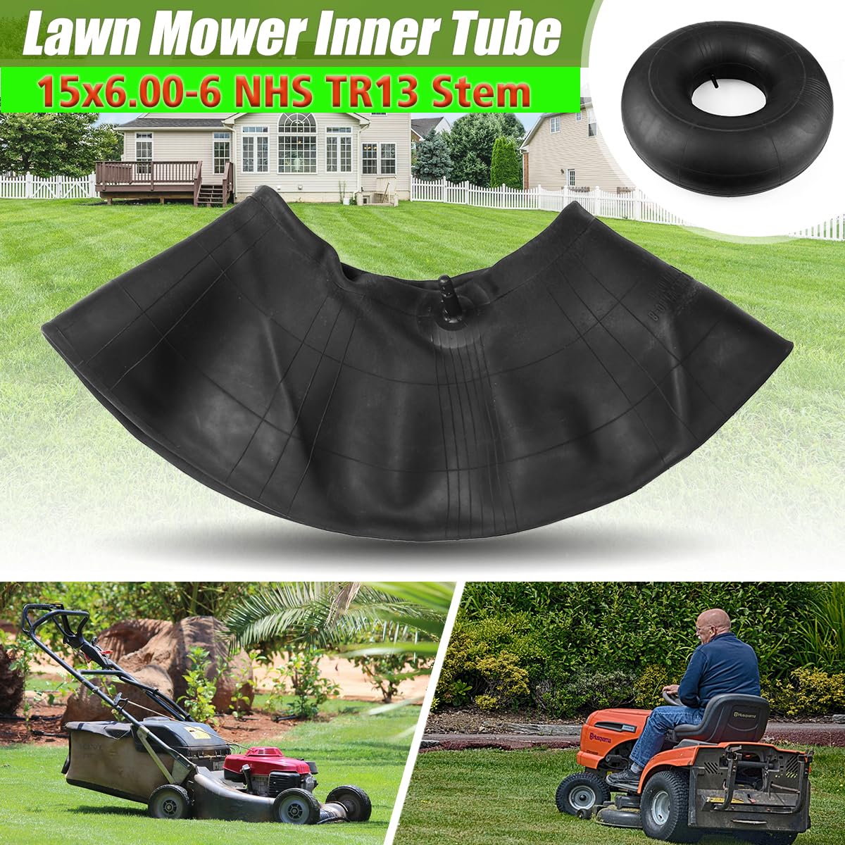 HHENGYISOUL 2 Pack of 15 x 6.00-6 Lawn Mower Inner Tube,Inner Tube with TR13 Straight Valve Stem Replacement for Lawn Tractor Tires Garden Mower Tire - Image 3