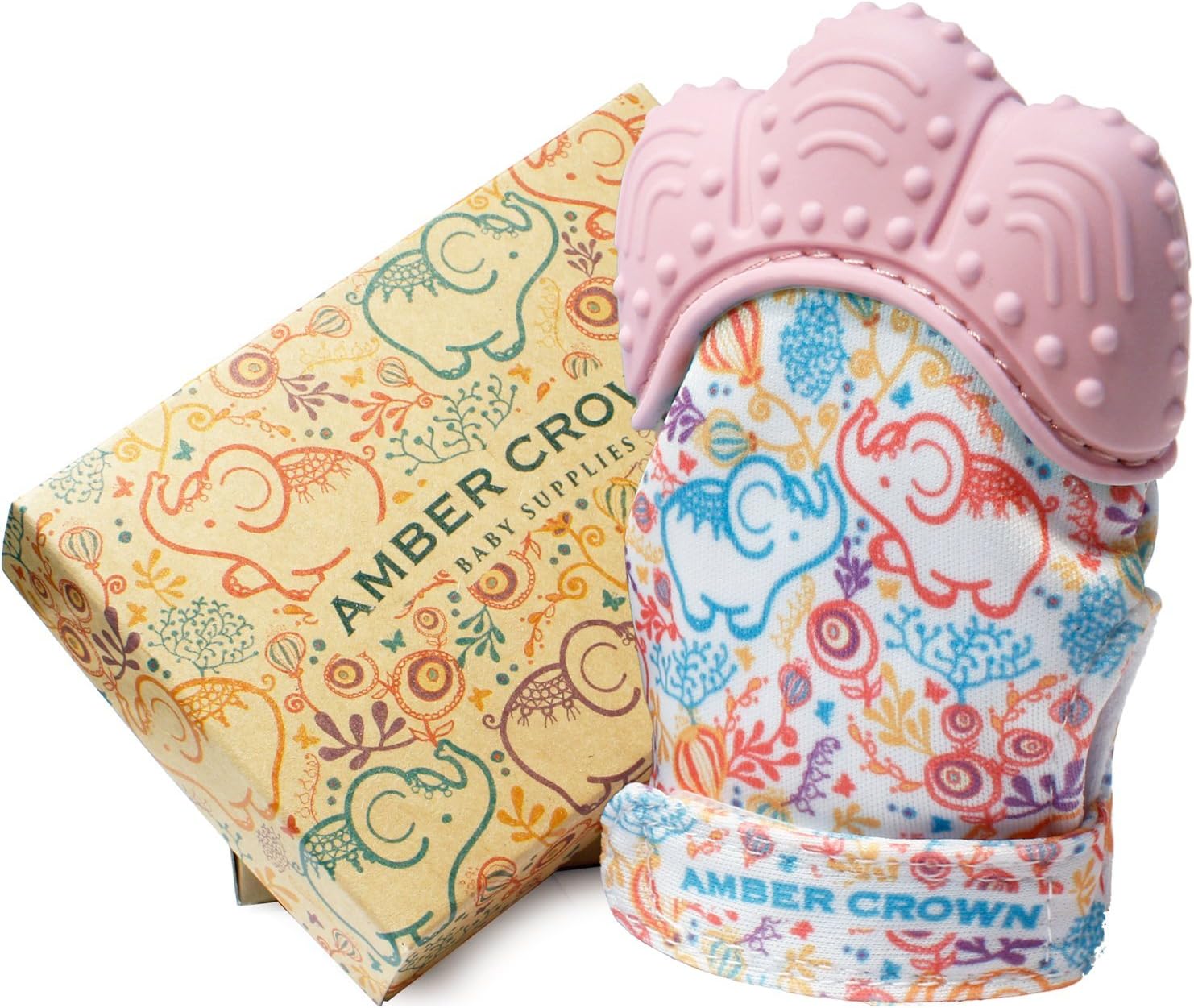 Amber Crown Teething Mitten for Babies (1 pc, Pink Color)