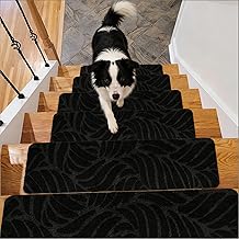 MeYuxg 15 Pack Self Adhesive Stair Treads Non-Slip Cut to Size Reusable 55 x 19 cm for Pets Elderly Children (Black-2)
