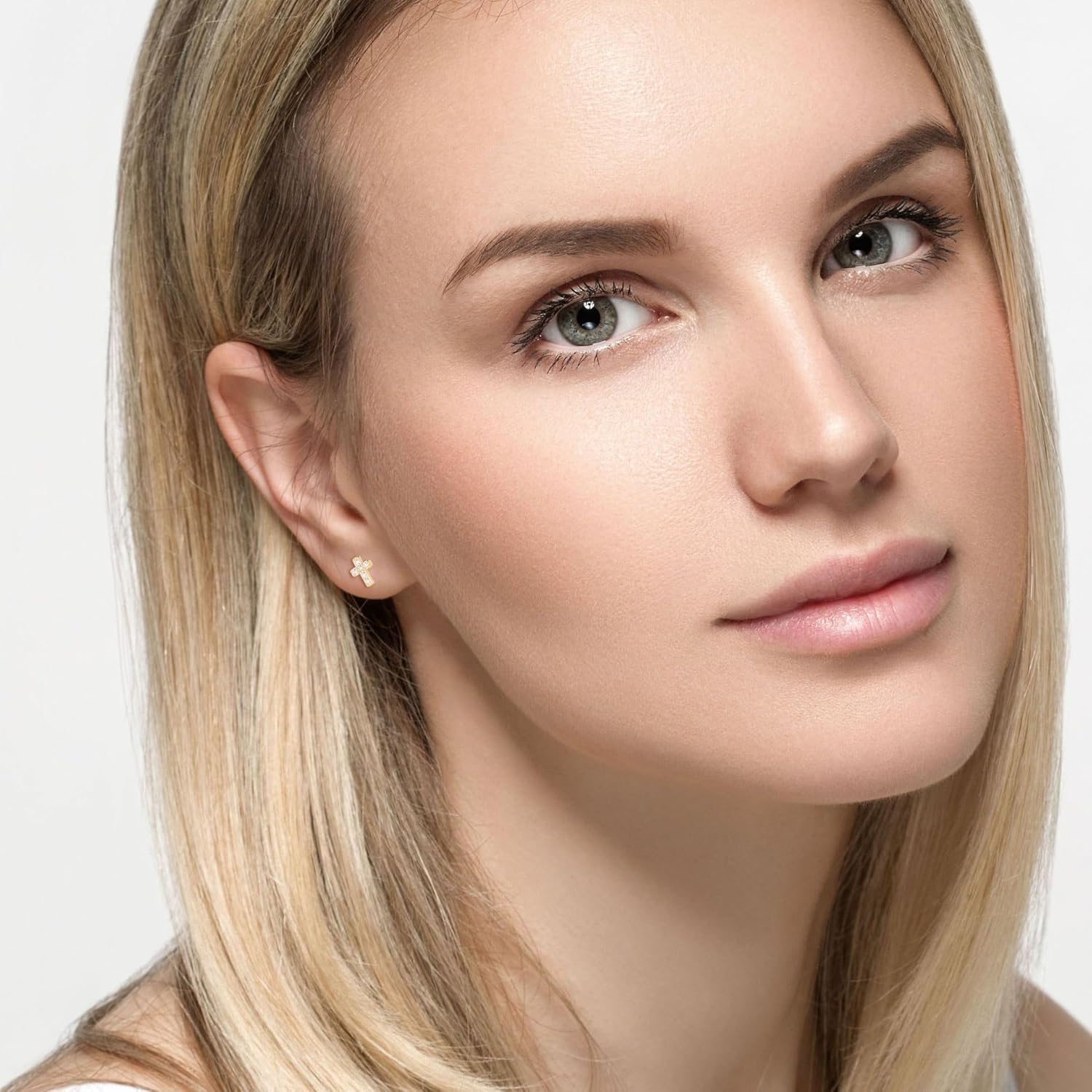 GAVU 925 Sterling Silver Cross Earrings Studs for Women, 14 Gold Plated Earrings Silver Earrings - Image 3