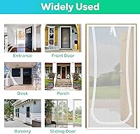 Vista 9 de Nueva puerta de malla reforzada para gatos, se adapta a puerta de 30 x 80 pulgadas, puerta resistente a mascotas con cremallera bilateral, evita que