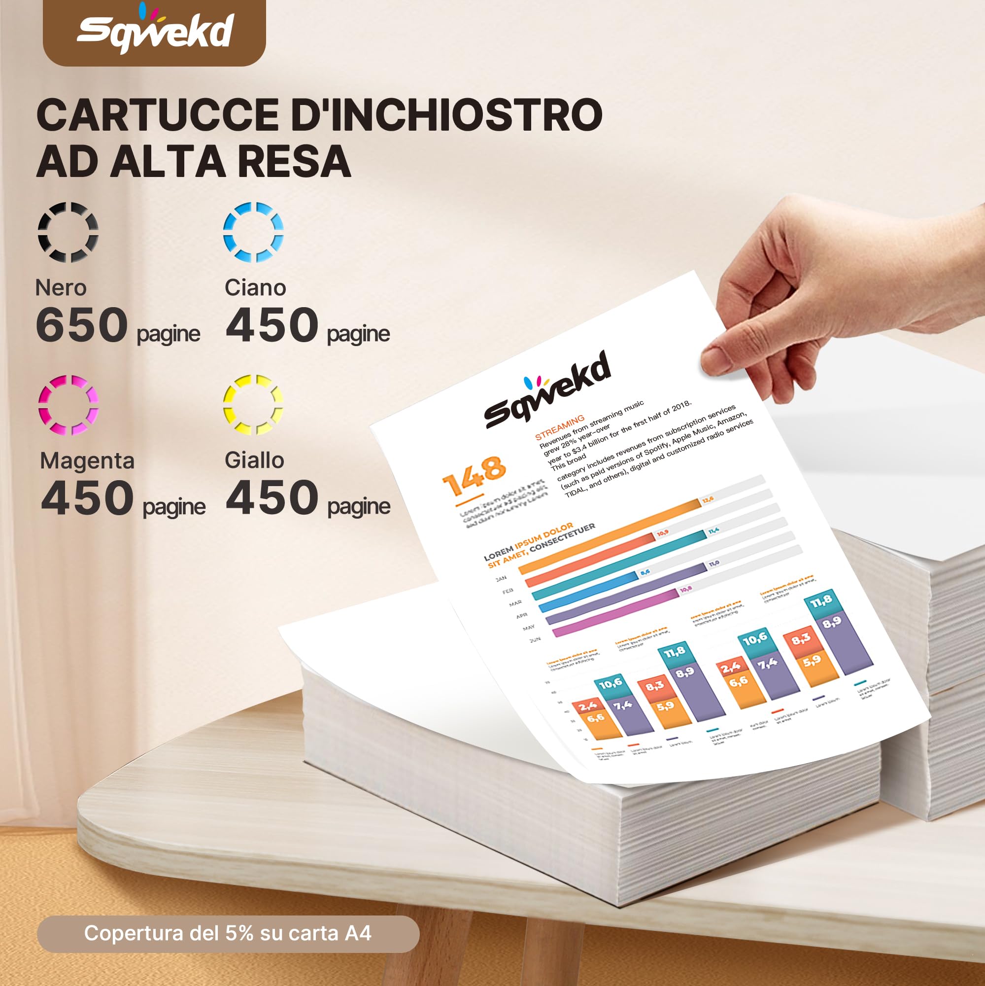 Sqwekd 301 XL 301XL Rigenerata Cartucce Sostituzione per HP 301 XL Nero e Colore per HP OfficeJet 2620 2622 4504 4630 5534 Envy 4500 5530 5532 Deskjet 1000 1010 1510 2050 2540 (1 Nero, 1 Tri-Colore)