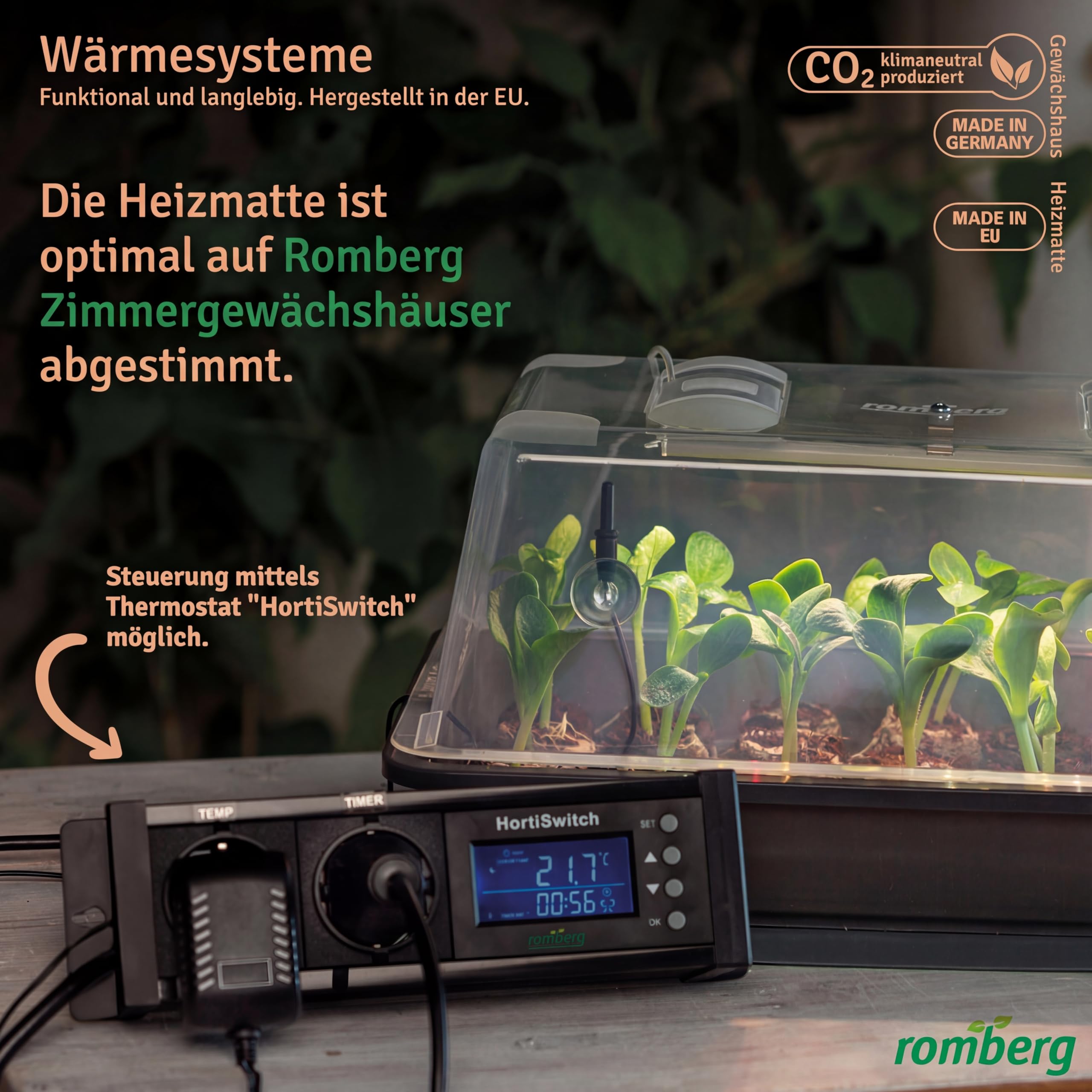 Romberg Tappetino riscaldante M | 17,5 Watt | Adatto per Serre da Interni 38 x 24 cm e terrari | 35 x 25 cm