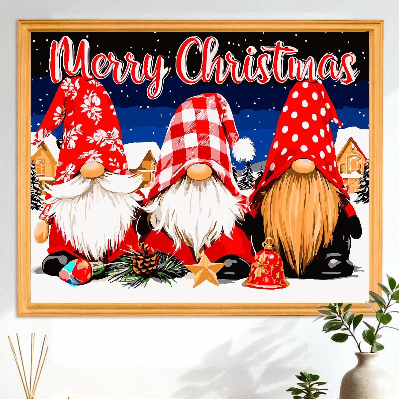 CEOVR Gnome Paint by Numbers for Adults 40x50 cm, Frameless, red white black