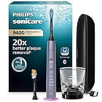 Philips Sonicare DiamondClean Smart 9400 spazzolino elettrico, spazzolino sonico con app, sensore di pressione, rilevamento della testina, grigio, modello HX9917, 90