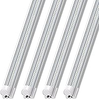 Vista 1 de Barrina - Luminarias LED para tienda de 2.4 m, 100 W, 15,000 lm, 6500 K, superbrillantes en color blanco, enlazables, con cubierta transparente