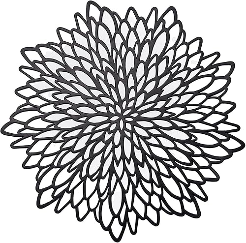 Miniatura 7 de Efavormart - Paquete de 6 manteles individuales de vinilo floral negro de 15 pulgadas, manteles individuales antideslizantes para mesa de comedor