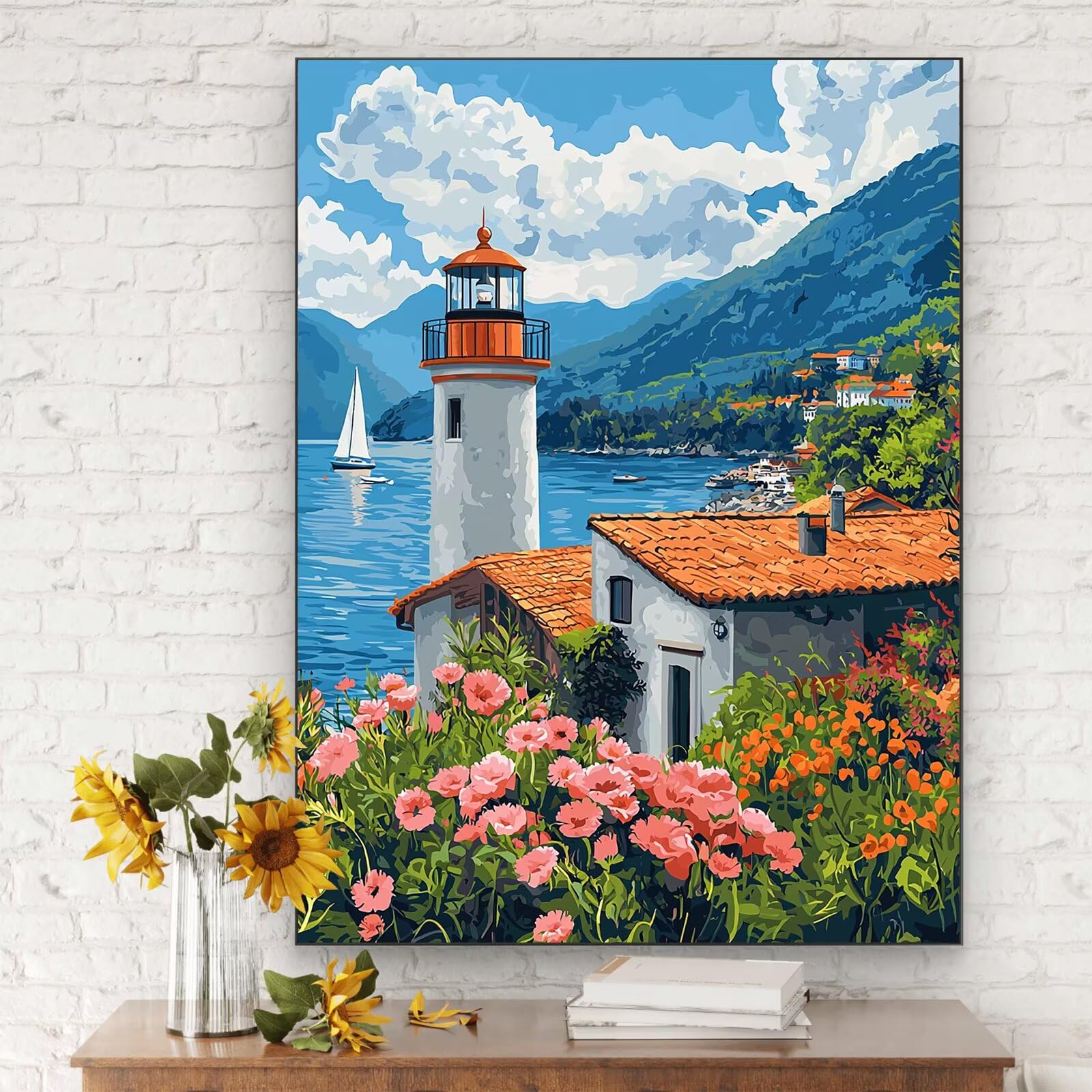 Malowanie według liczb dla dorosłych, 90 x 120 cm zestaw do malowania według numerów latarni dla dorosłych początkujących, Paint by Numbers z akrylowymi pędzlami pigmentowymi rysunkami, dekoracja domu