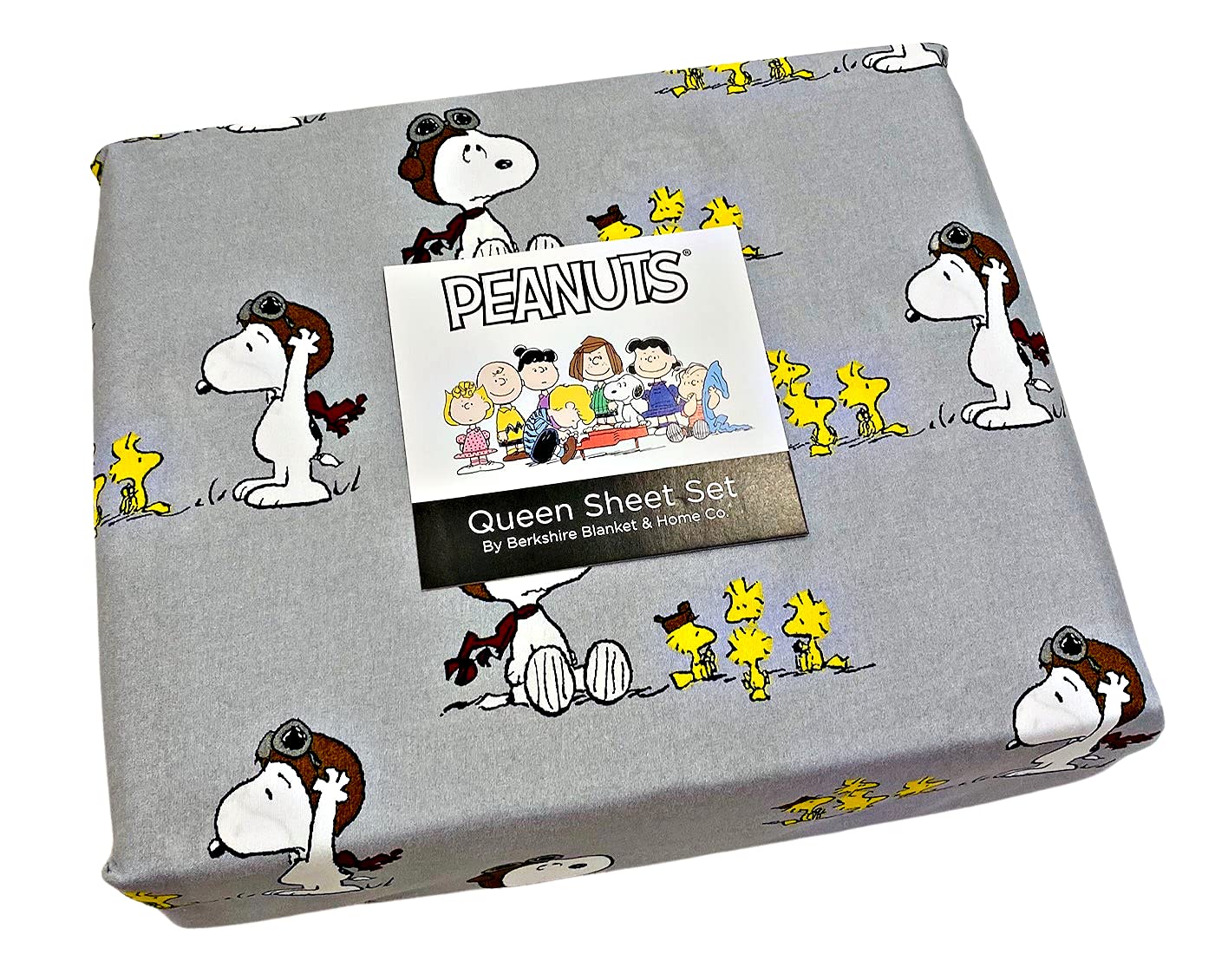 Peanuts Gang Snoopy 4-pc. Queen Sheet Set | Featuring Beloved Snoopy with Woodstock Playing RED Baron Flying ACE | 100% Easy Care and Soft Polyester