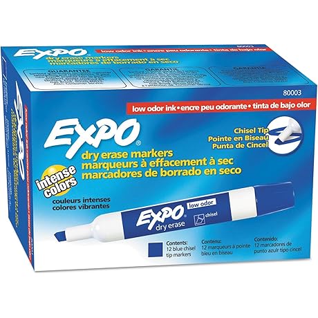 Expo Blue Dry Erase Markers: Chisel Tip Excellence for Bold and Clear Writing