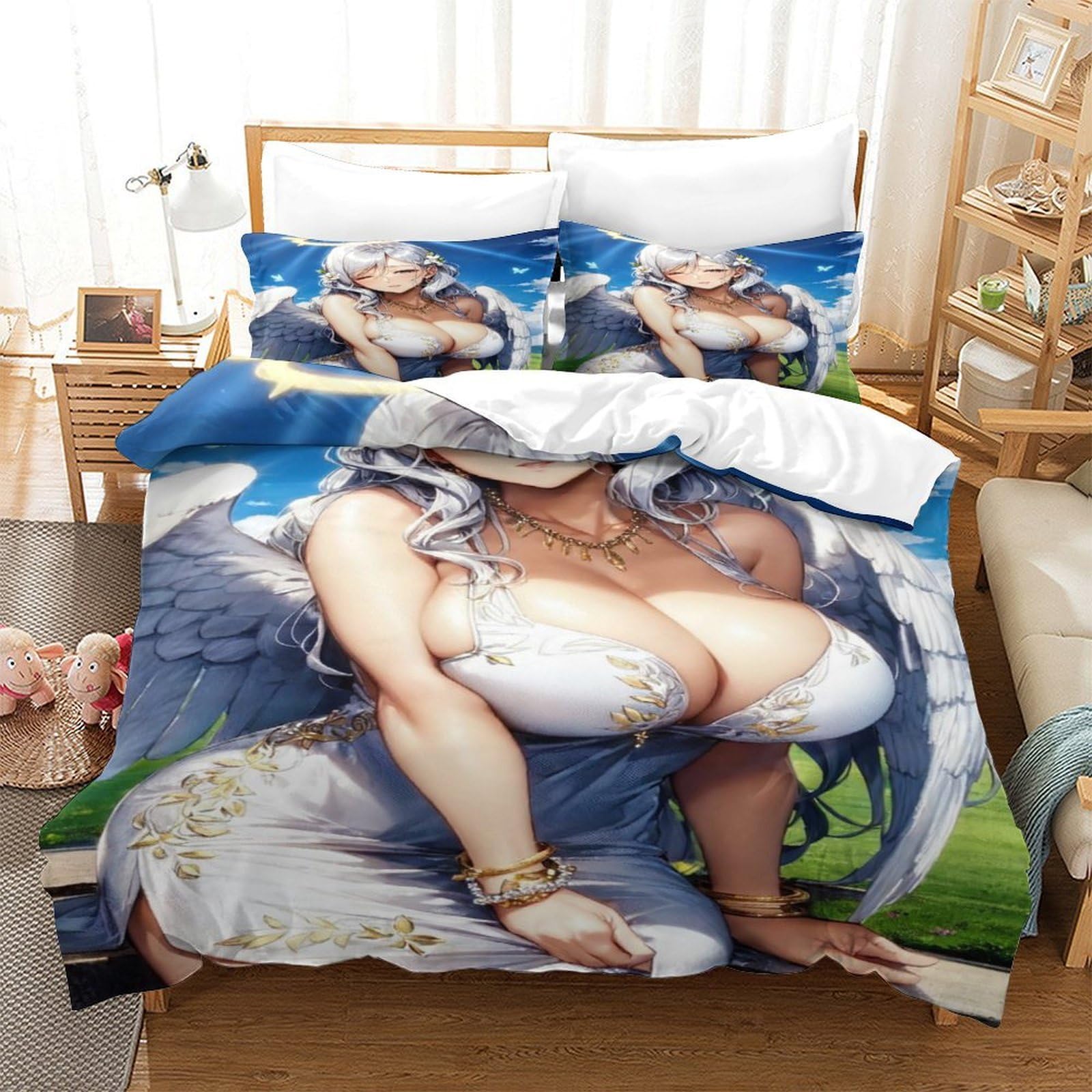 QDZHCPMYK Sexy Girl Duvet Cover Set 3 PCS Hotel Quality Quilt Cover Bedding Set Bed Covers with Pillowcases with Zipper Closure Hypoallergenic Soft Breathable Microfiber Double（200x200cm）