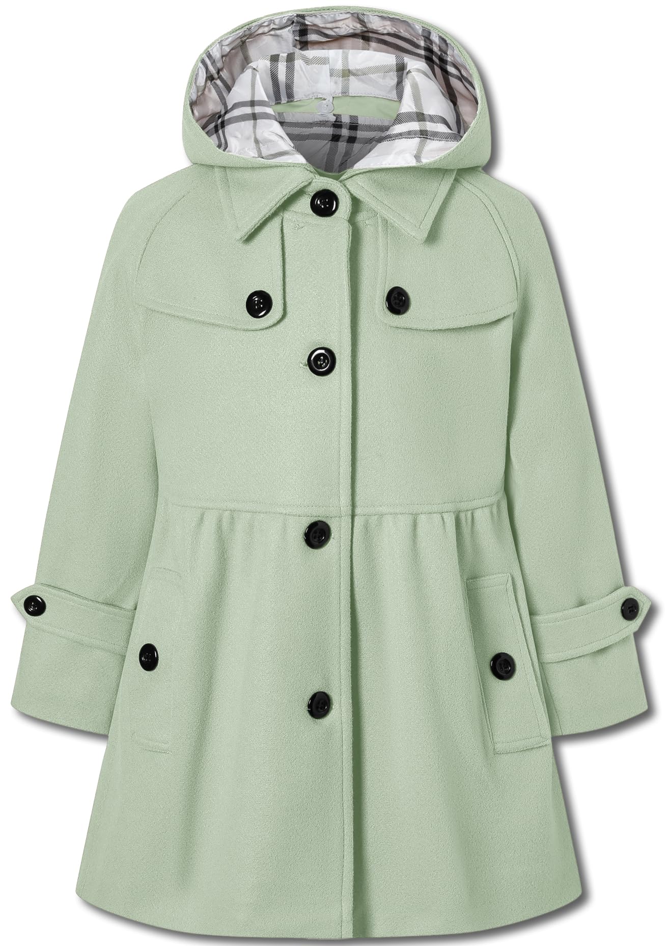 Betusline Girls' Dress Coat Hoodie Wool Blend Coats Fall Winter Peacoat