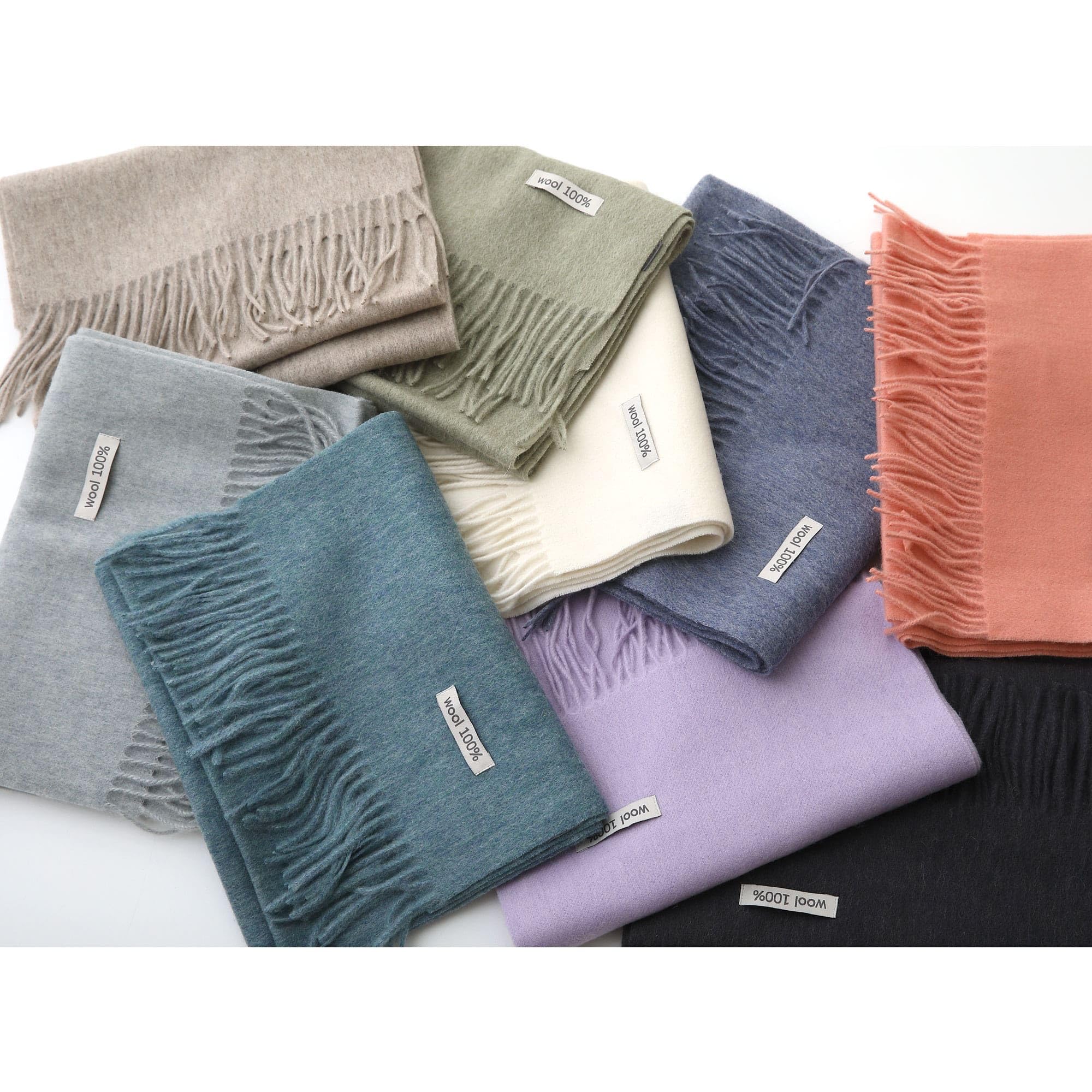 Schal aus 100% Wolle, für Damen und Herren, warm, weich, luxuriös, einfarbige Geschenkbox
