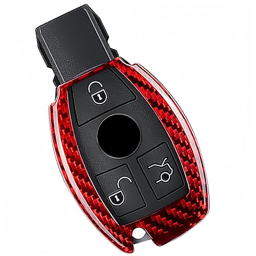 M.JVisun Funda para llavero de fibra de carbono genuina para Mercedes-Benz Clase A, B, C, E, S, G, M, V, Clase CLA CLS, GLA GLC, GLK, GL, GLS, SL,