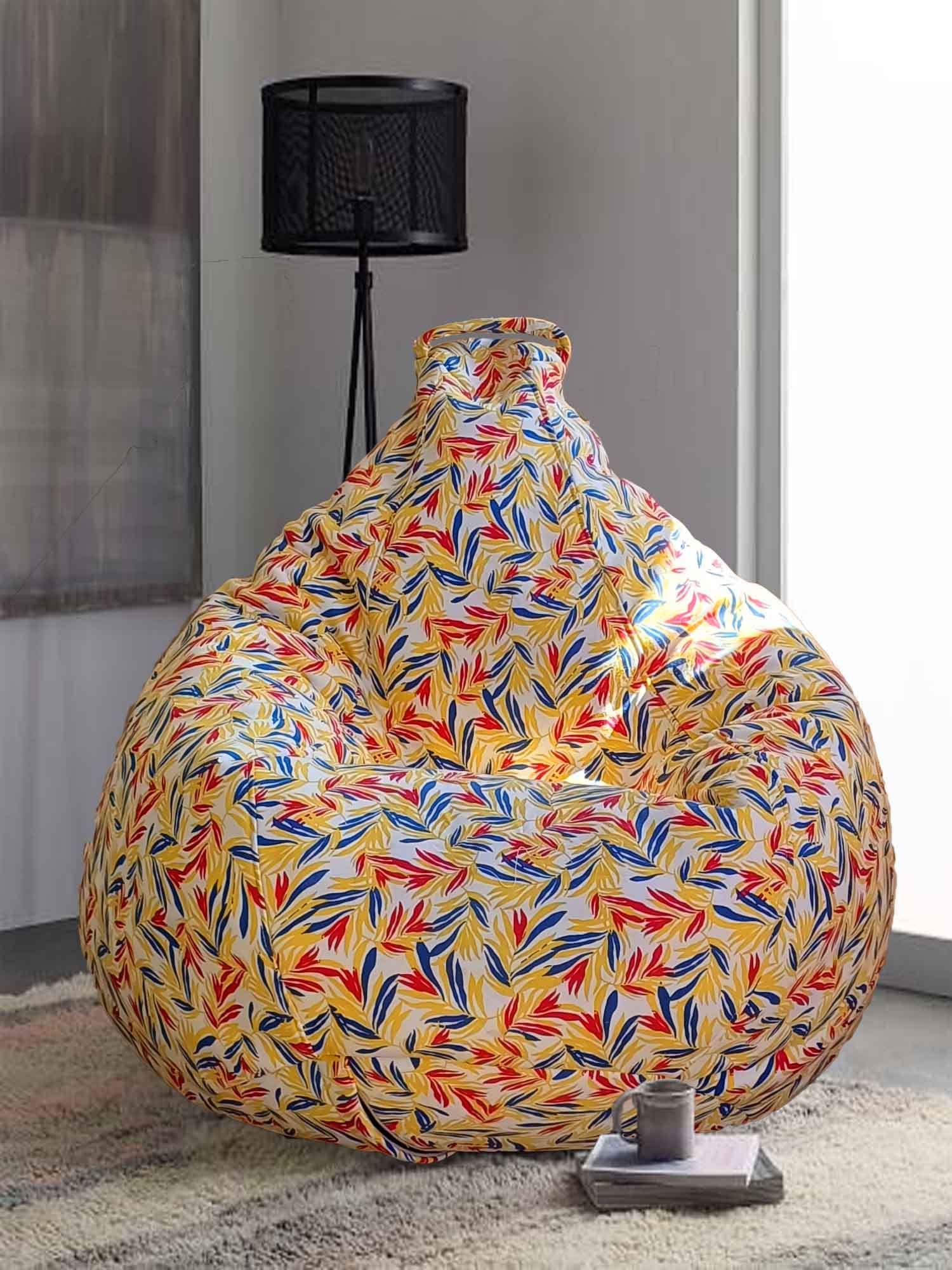 Mollismoons Bean Bag Printed Bean Bags Cotton Terry XXXL Size Bean Bag Cover Without Beans Bean Bag for Summer (Bean Bag for Adults & Kids) (Pitch Printed Bean Bag)