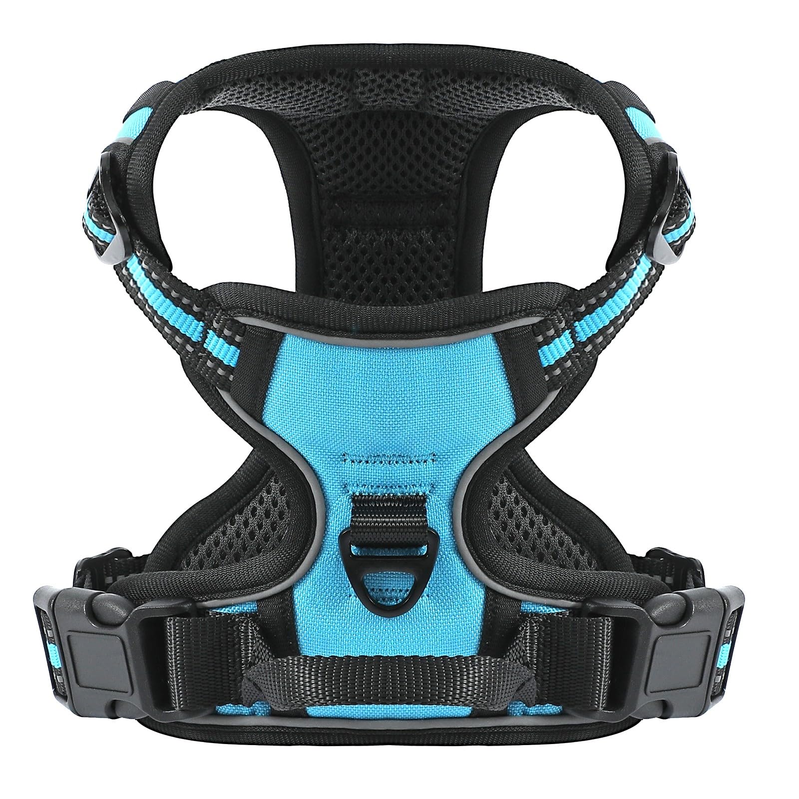 COMSLE Pettorina Cane Taglia Grande Media Piccola, Pettorina per Cani Anti Tiro Riflettente, Imbracatura Regolabile Cani con 2 Ganci in Metallo per Addestramento Corsa (Blu, S)